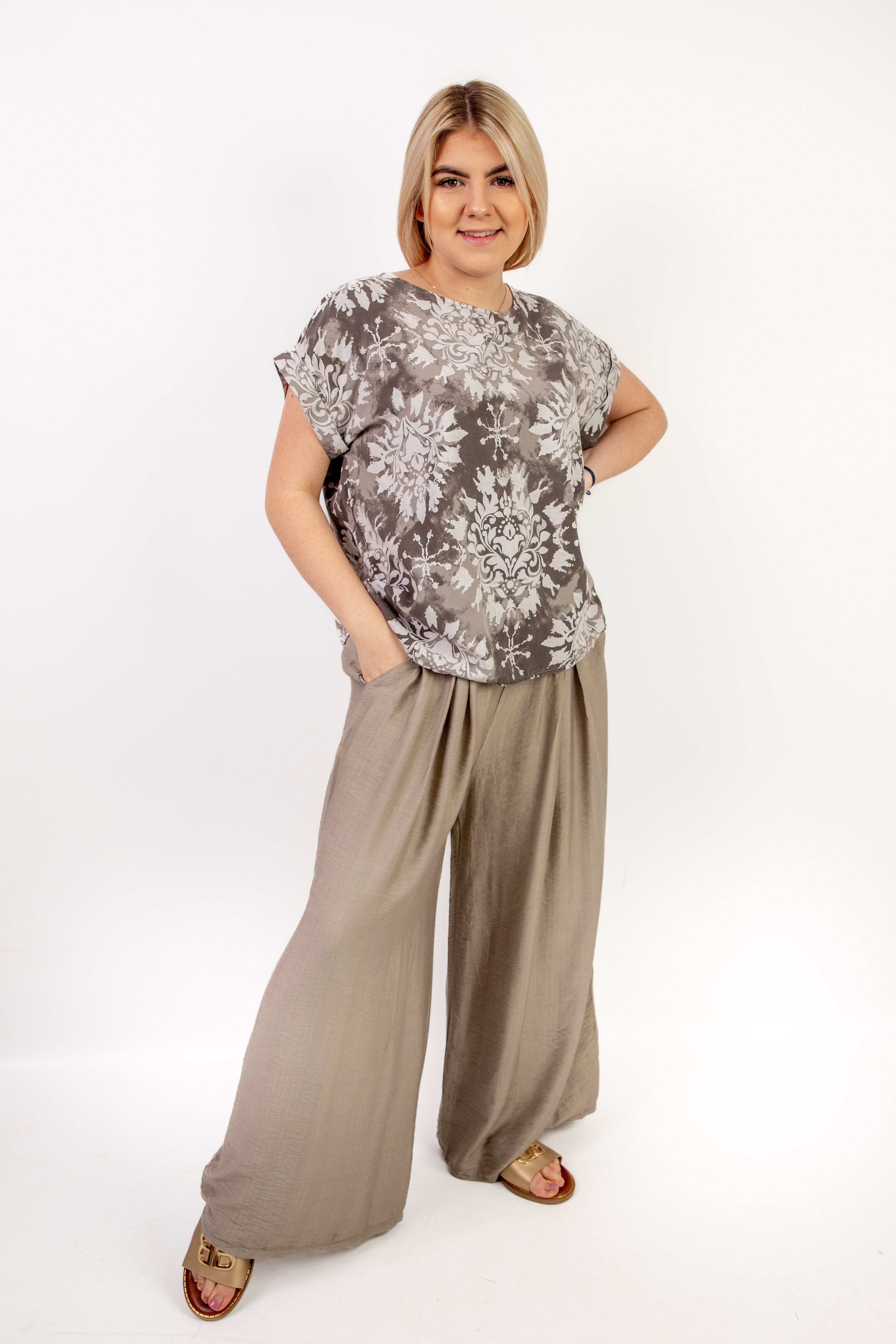 Włoska bluzka damska z krótkim rękawem z 100% wiskozy Wzór 3