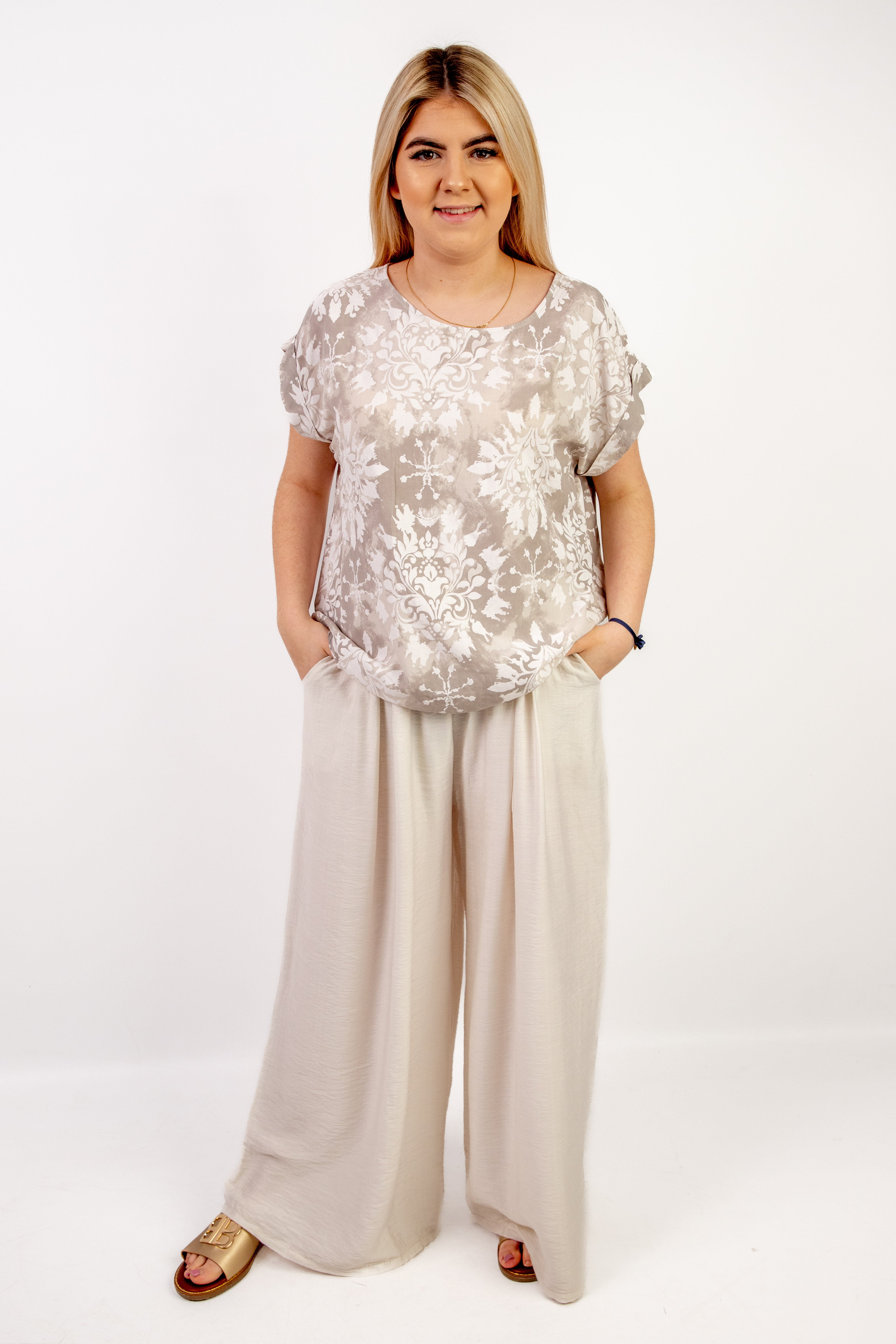 Włoska bluzka damska z krótkim rękawem z 100% wiskozy Wzór 4