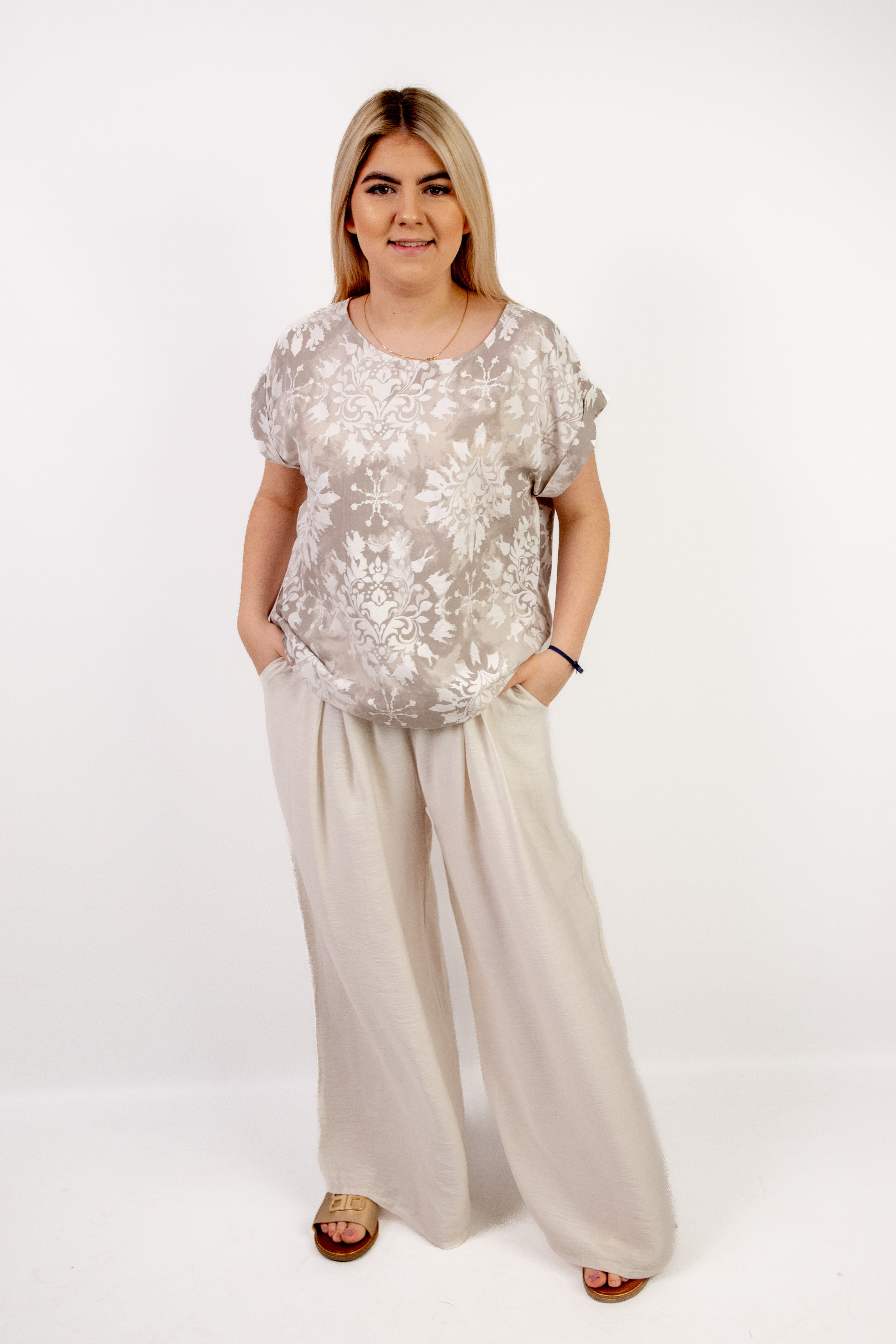 Włoska bluzka damska z krótkim rękawem z 100% wiskozy Wzór 4