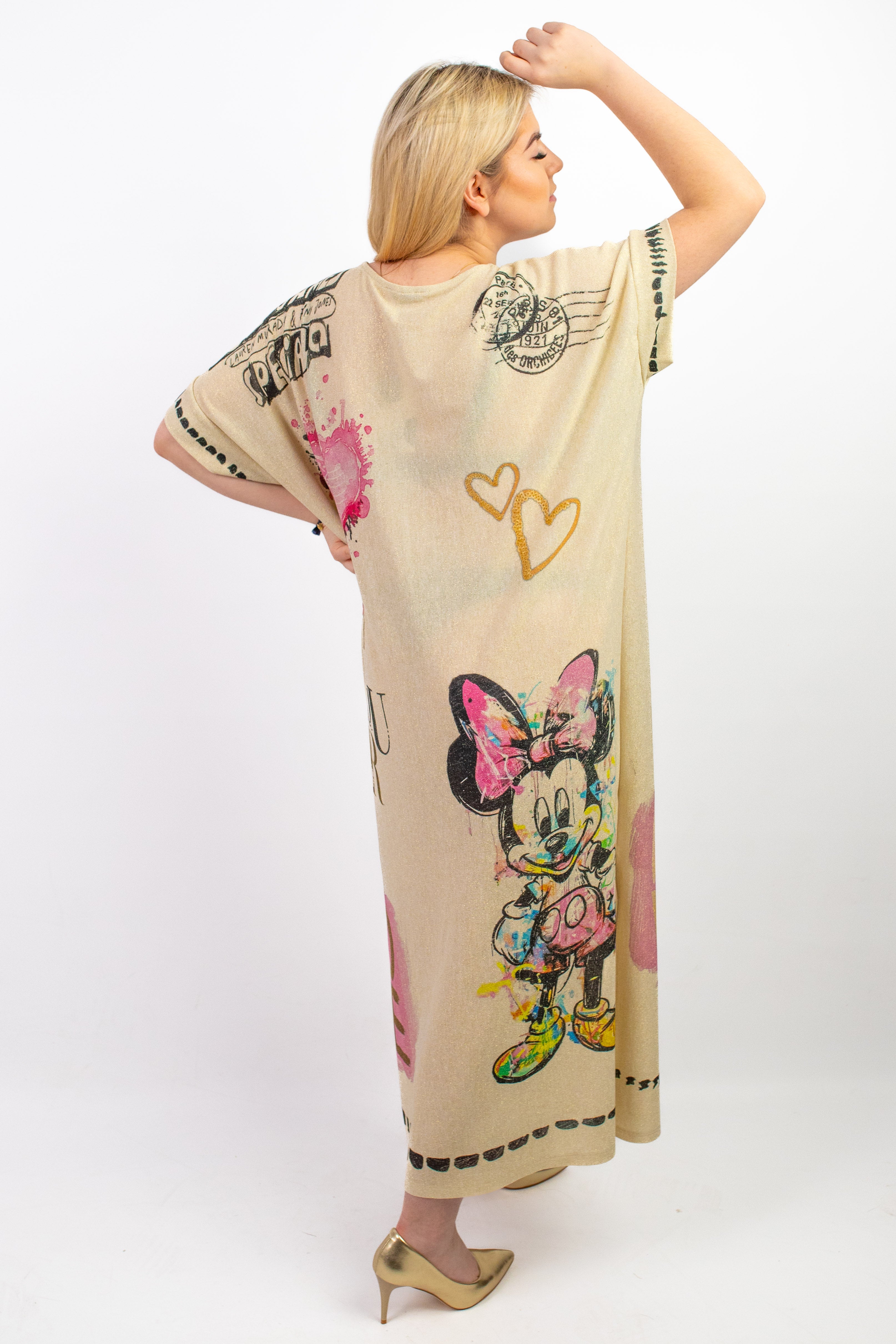 Włoska sukienka maxi z połyskiem i eleganckim zdobieniem Wzór 3