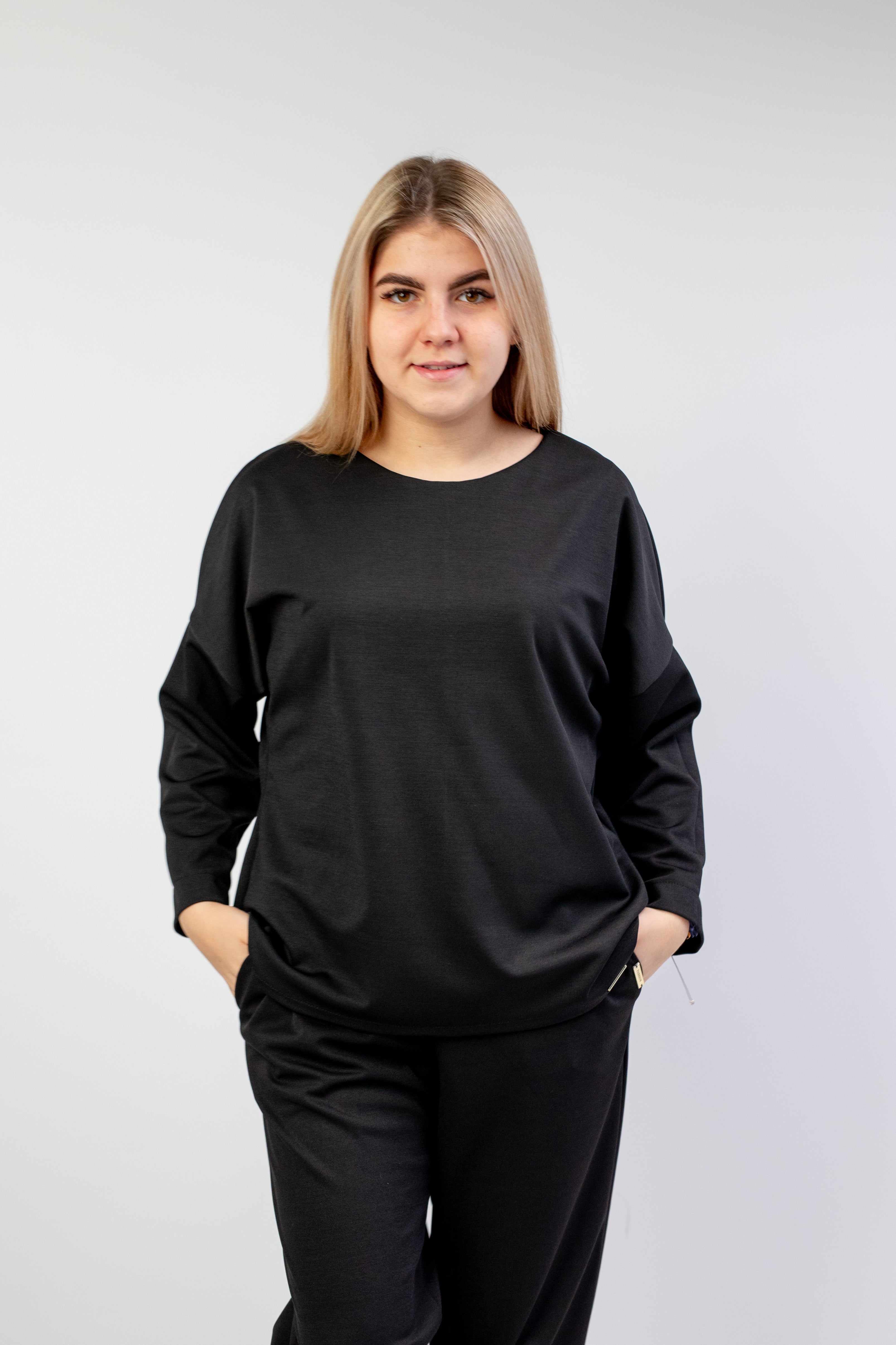 Efektowny bawełniany szykowny komplet damski Czarny