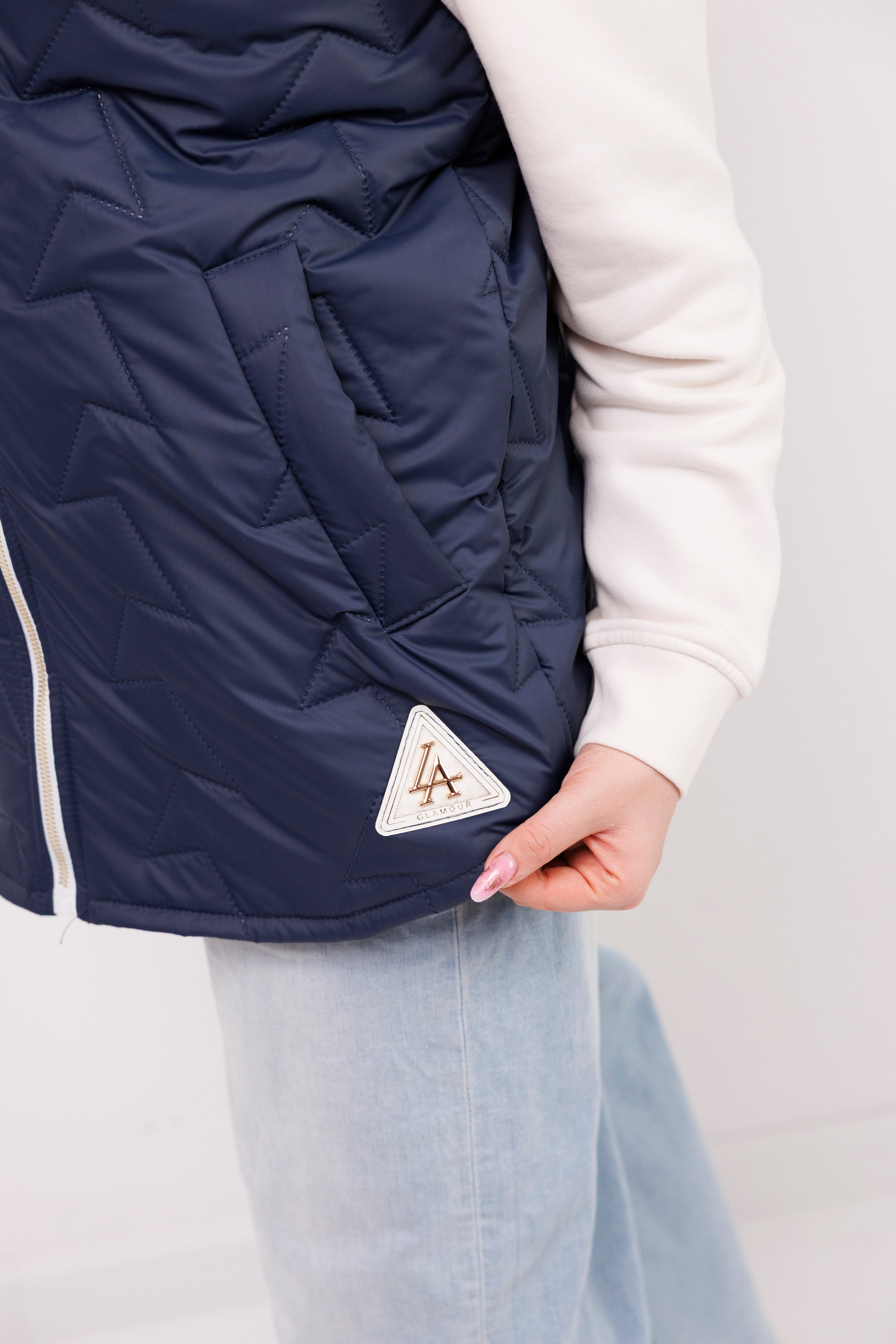 Kamizelka damska pikowana polska produkcja, duże rozmiary Granat