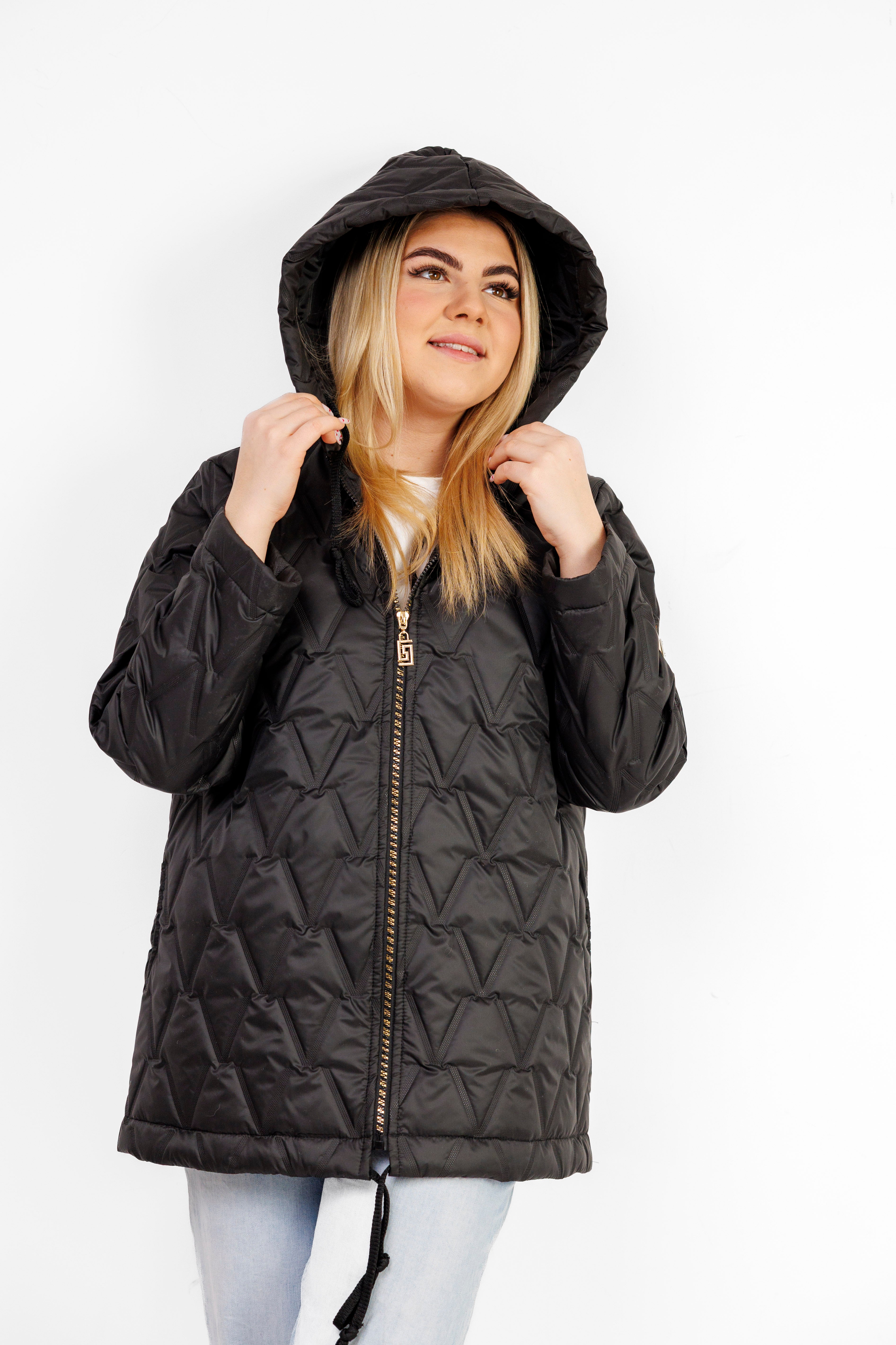 Kurtka Damska Regulowana Sznurkami Polska Produkcja Duże Rozmiary Czarny