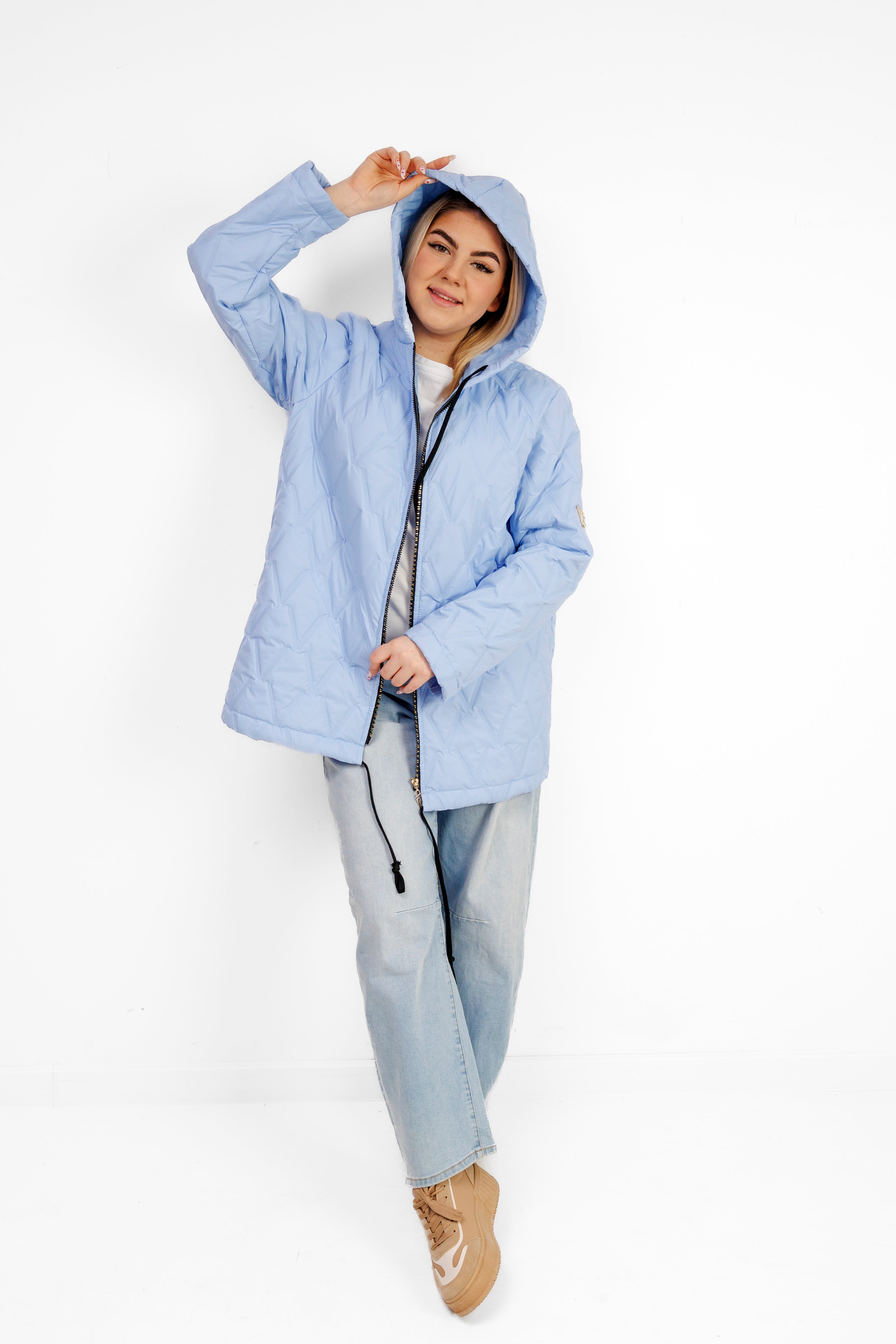 Kurtka Damska Regulowana Sznurkami Polska Produkcja Duże Rozmiary Niebieski