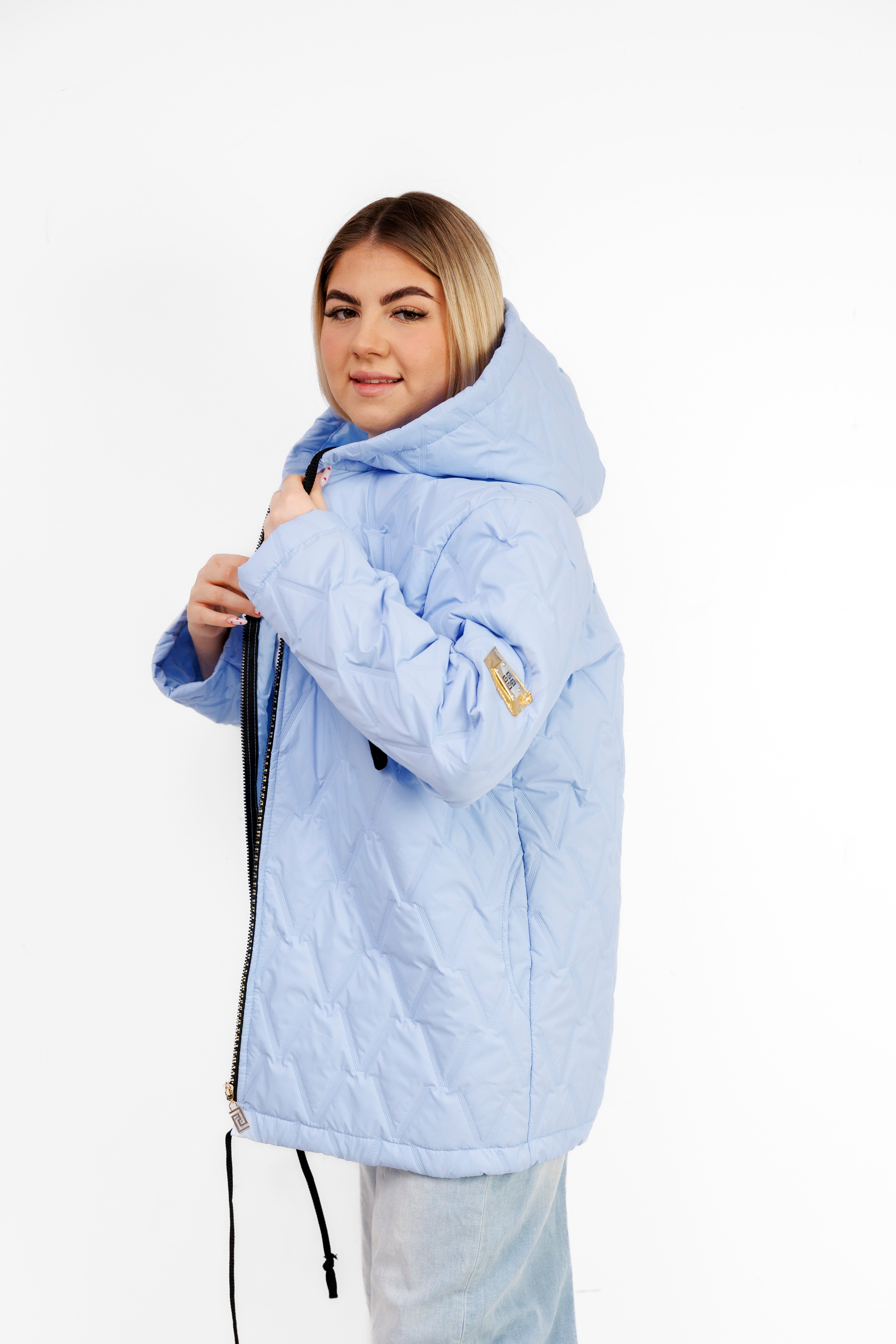 Kurtka Damska Regulowana Sznurkami Polska Produkcja Duże Rozmiary Niebieski