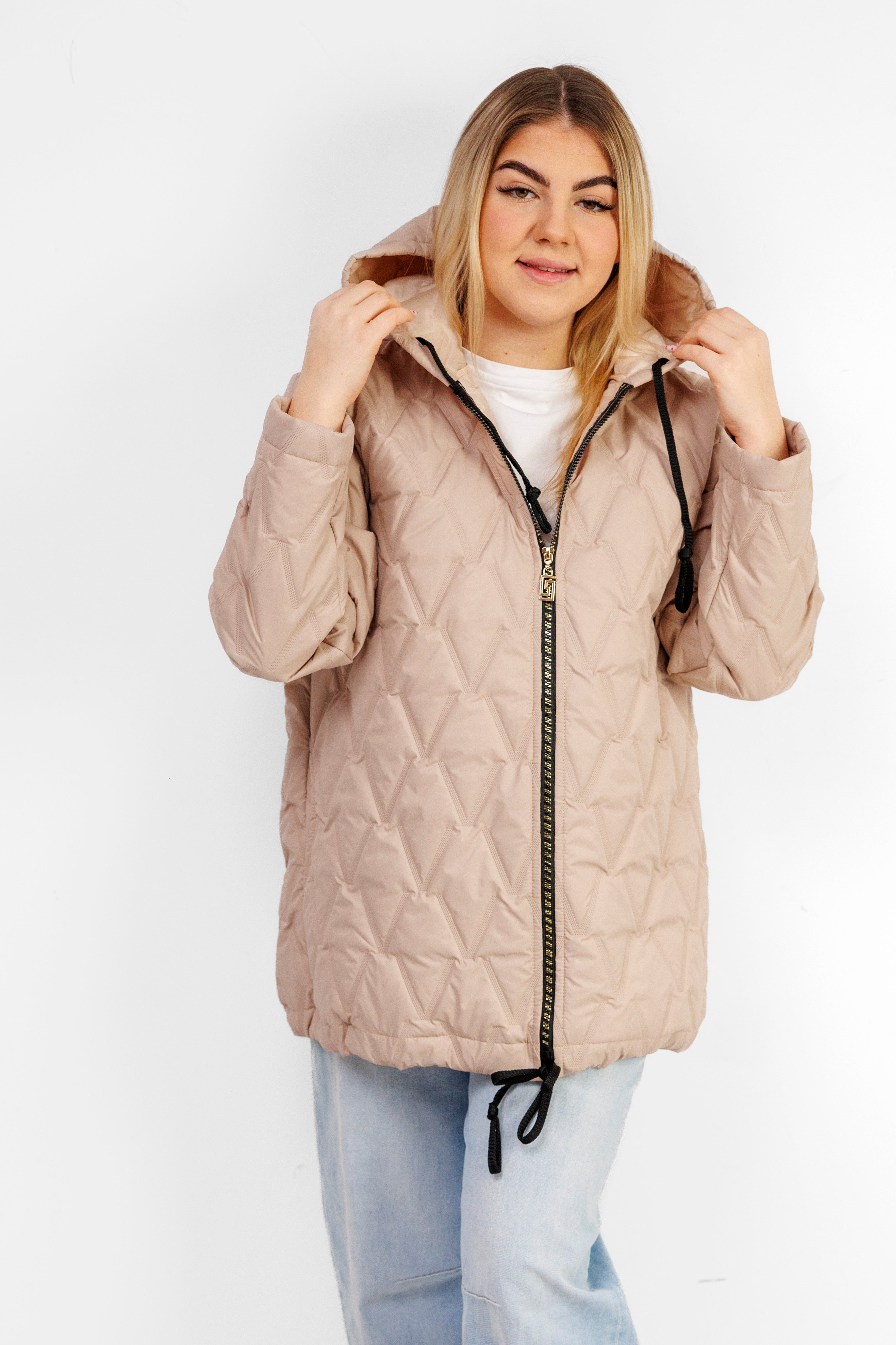Kurtka Damska Regulowana Sznurkami Polska Produkcja Duże Rozmiary Beż
