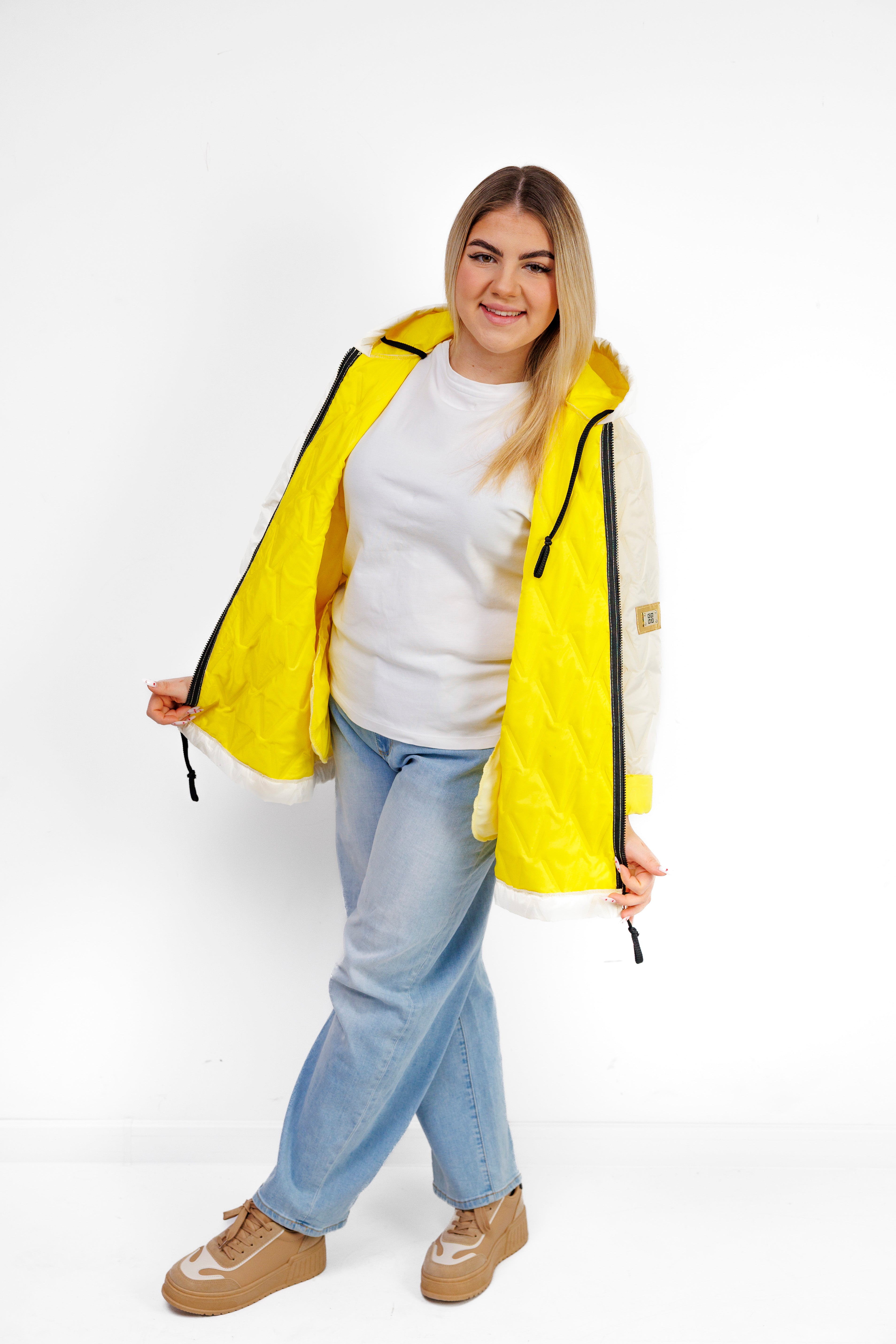 Kurtka Damska Regulowana Sznurkami Polska Produkcja Duże Rozmiary Żółty