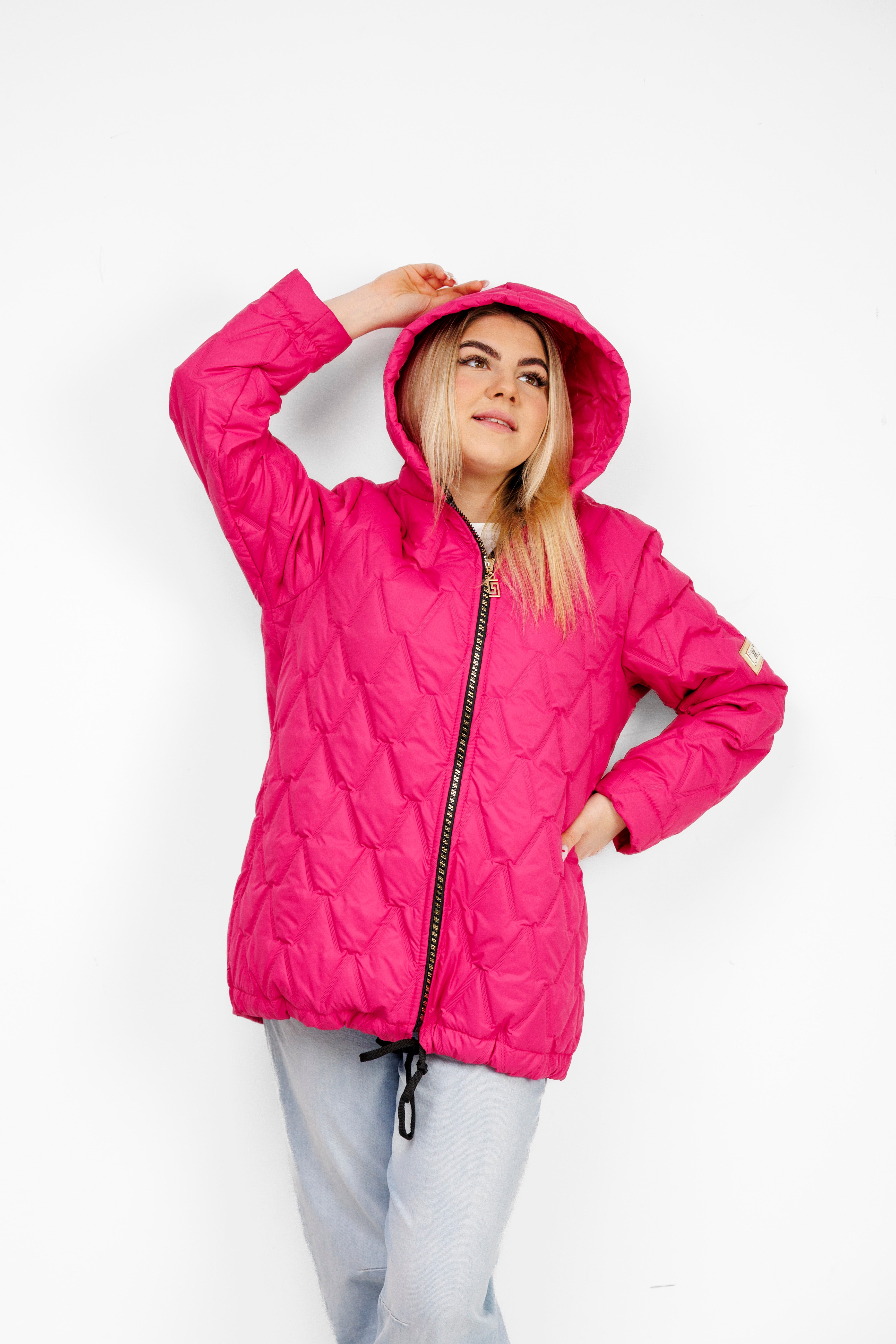 Kurtka Damska Regulowana Sznurkami Polska Produkcja Duże Rozmiary Fuksja