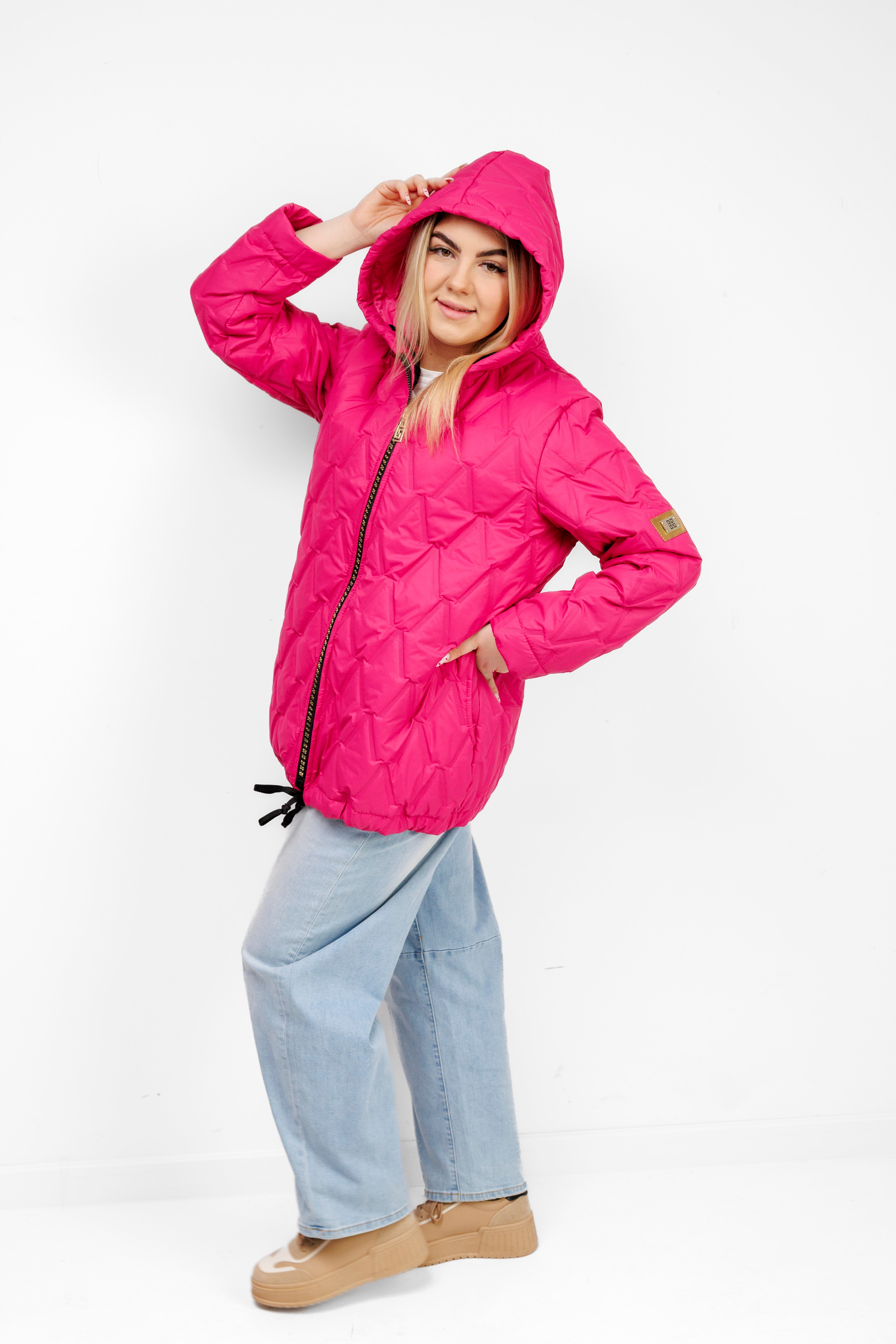 Kurtka Damska Regulowana Sznurkami Polska Produkcja Duże Rozmiary Fuksja