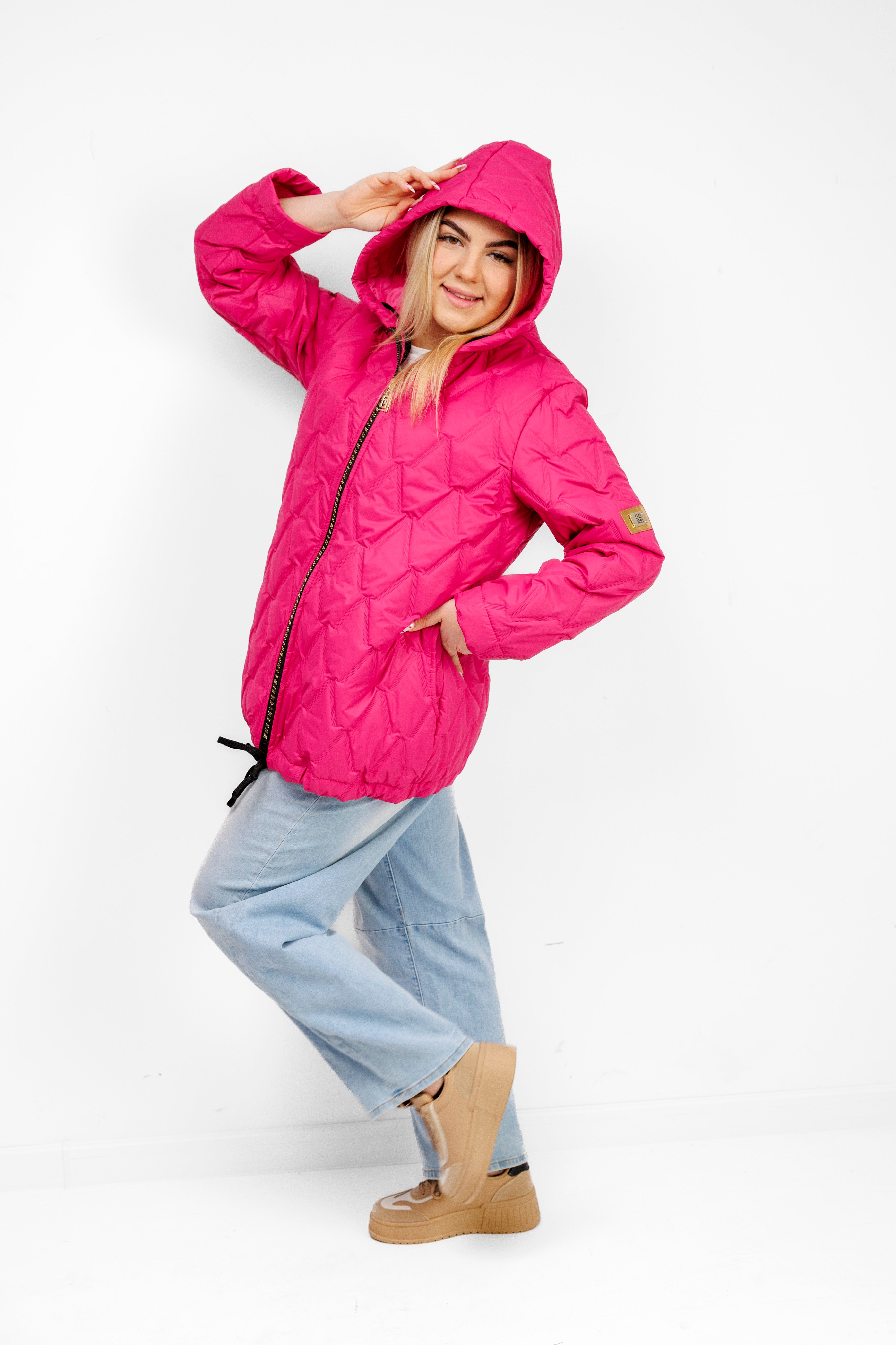 Kurtka Damska Regulowana Sznurkami Polska Produkcja Duże Rozmiary Fuksja