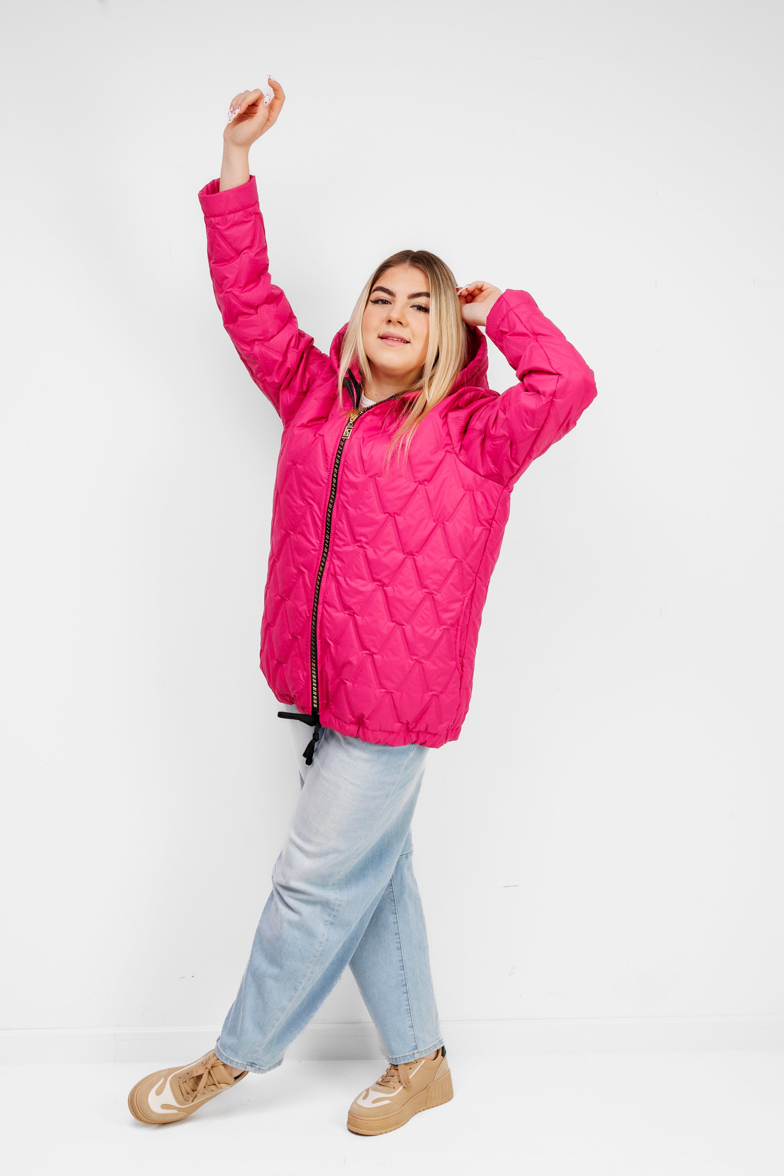 Kurtka Damska Regulowana Sznurkami Polska Produkcja Duże Rozmiary Fuksja