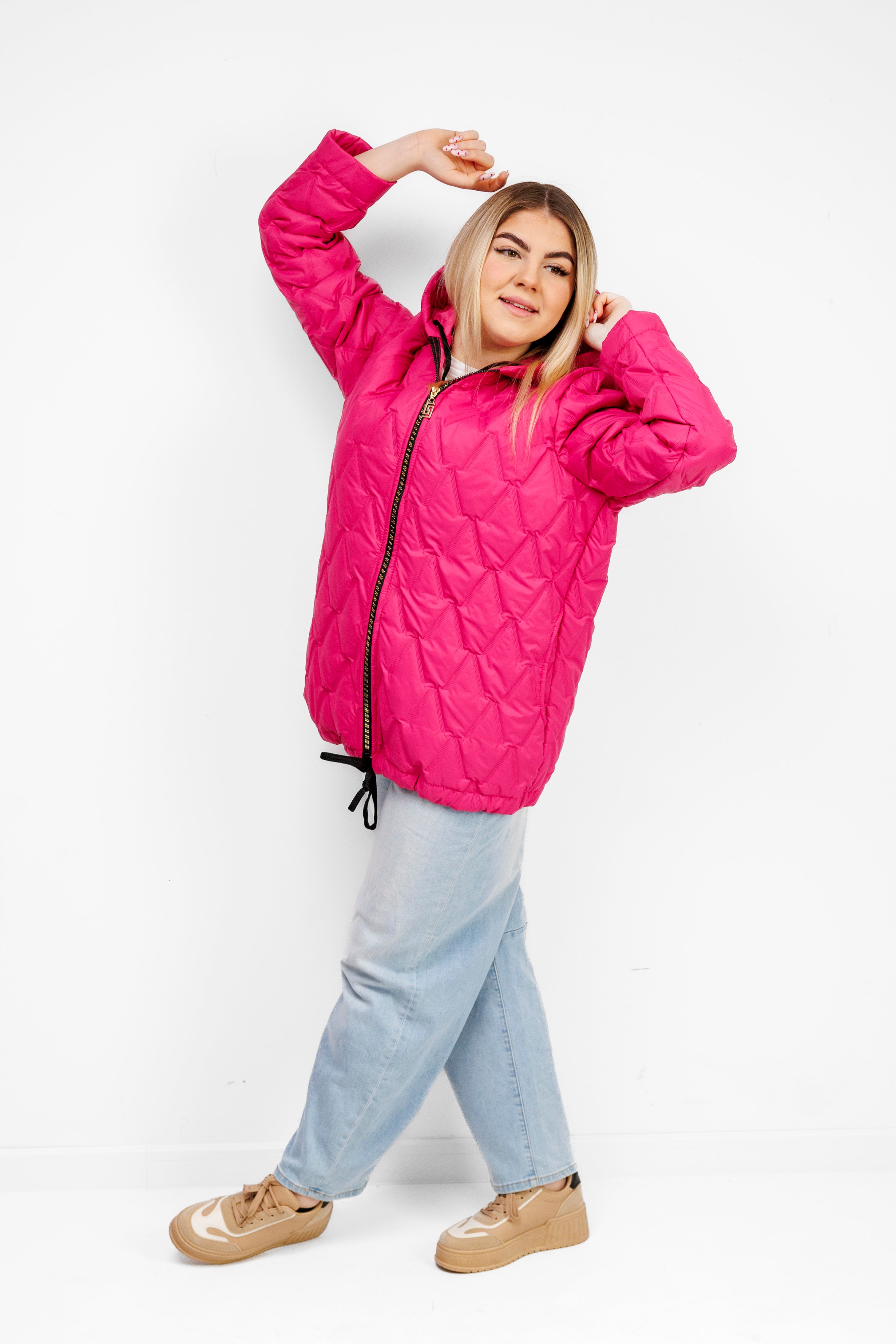 Kurtka Damska Regulowana Sznurkami Polska Produkcja Duże Rozmiary Fuksja