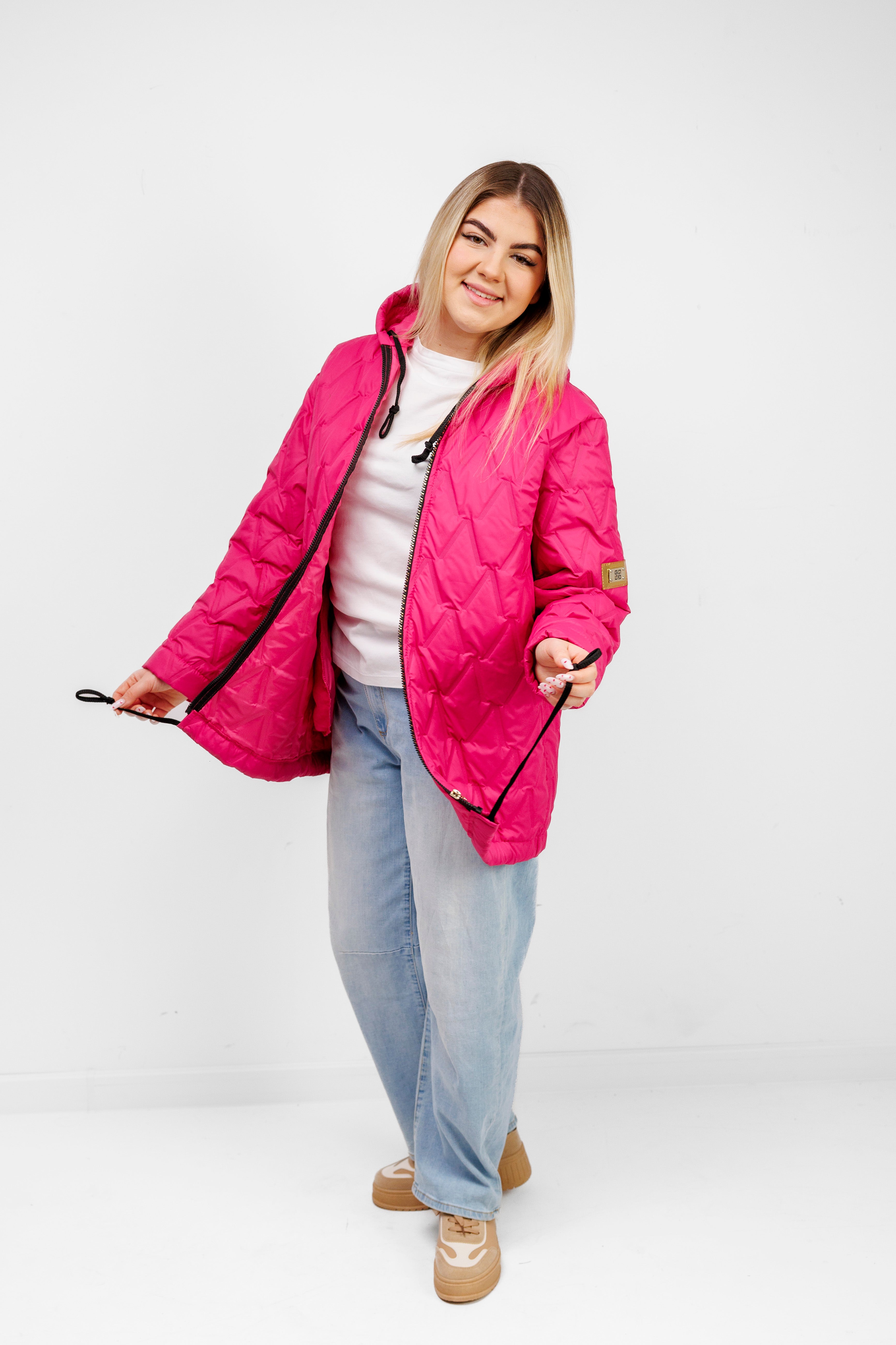 Kurtka Damska Regulowana Sznurkami Polska Produkcja Duże Rozmiary Fuksja