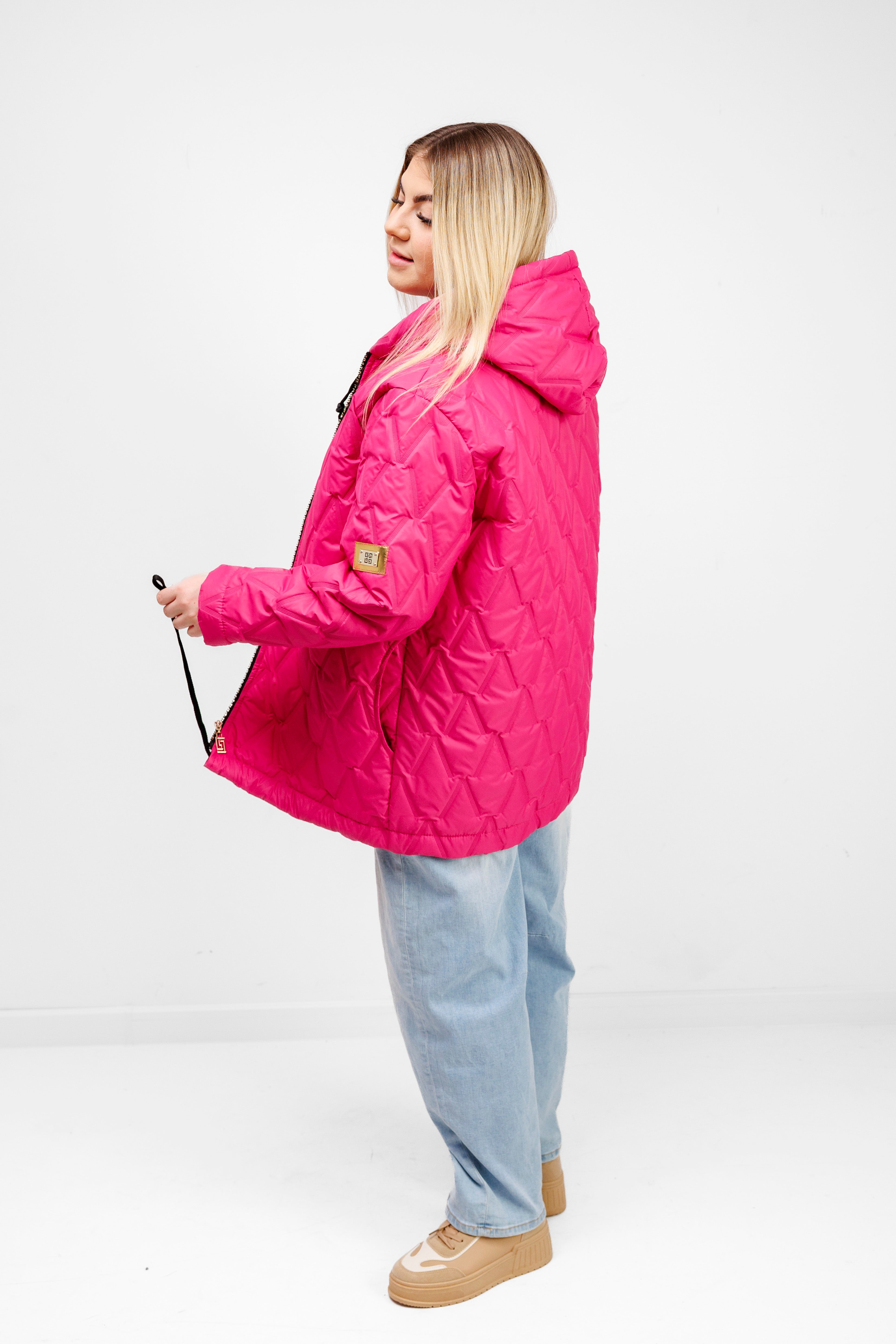 Kurtka Damska Regulowana Sznurkami Polska Produkcja Duże Rozmiary Fuksja