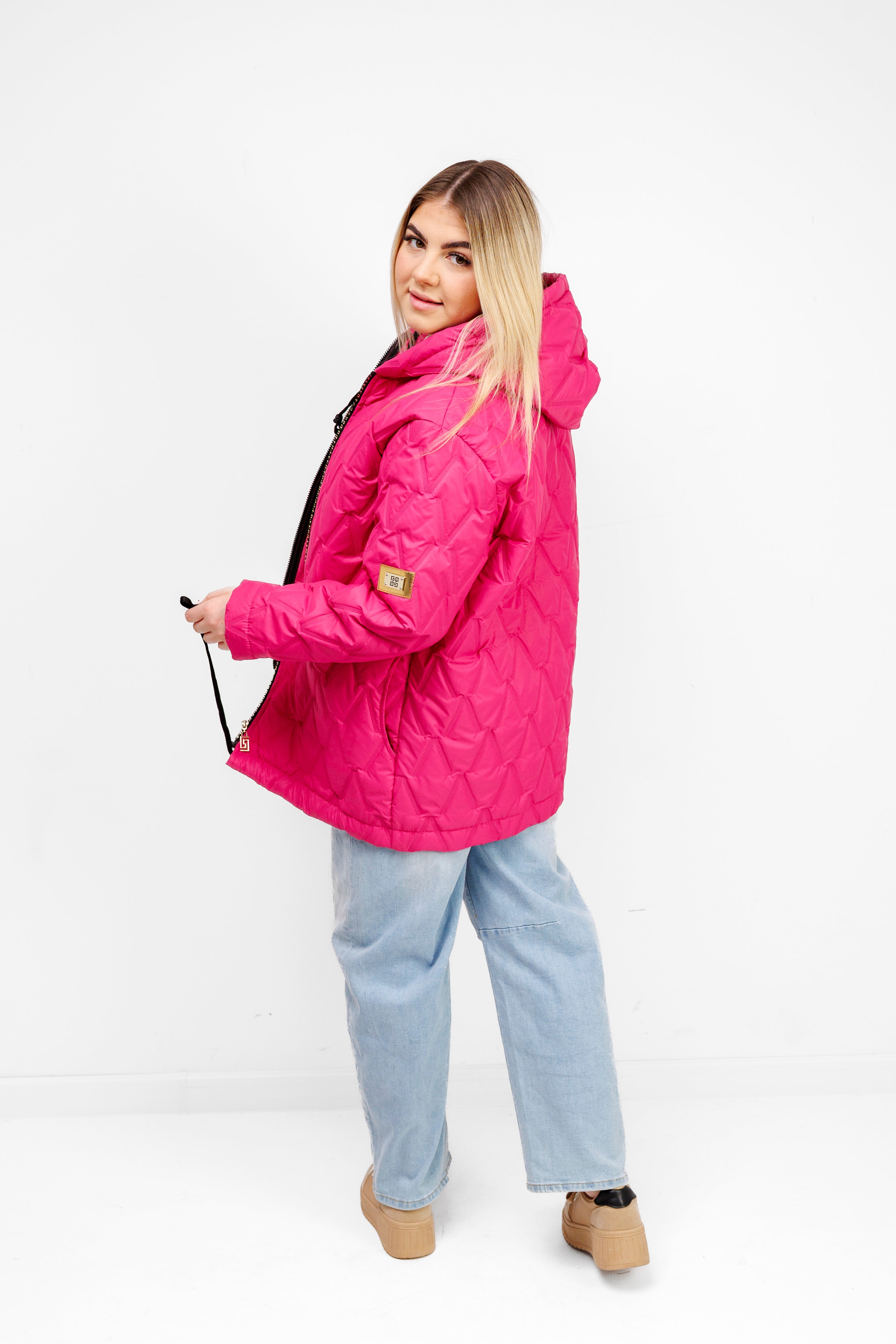 Kurtka Damska Regulowana Sznurkami Polska Produkcja Duże Rozmiary Fuksja