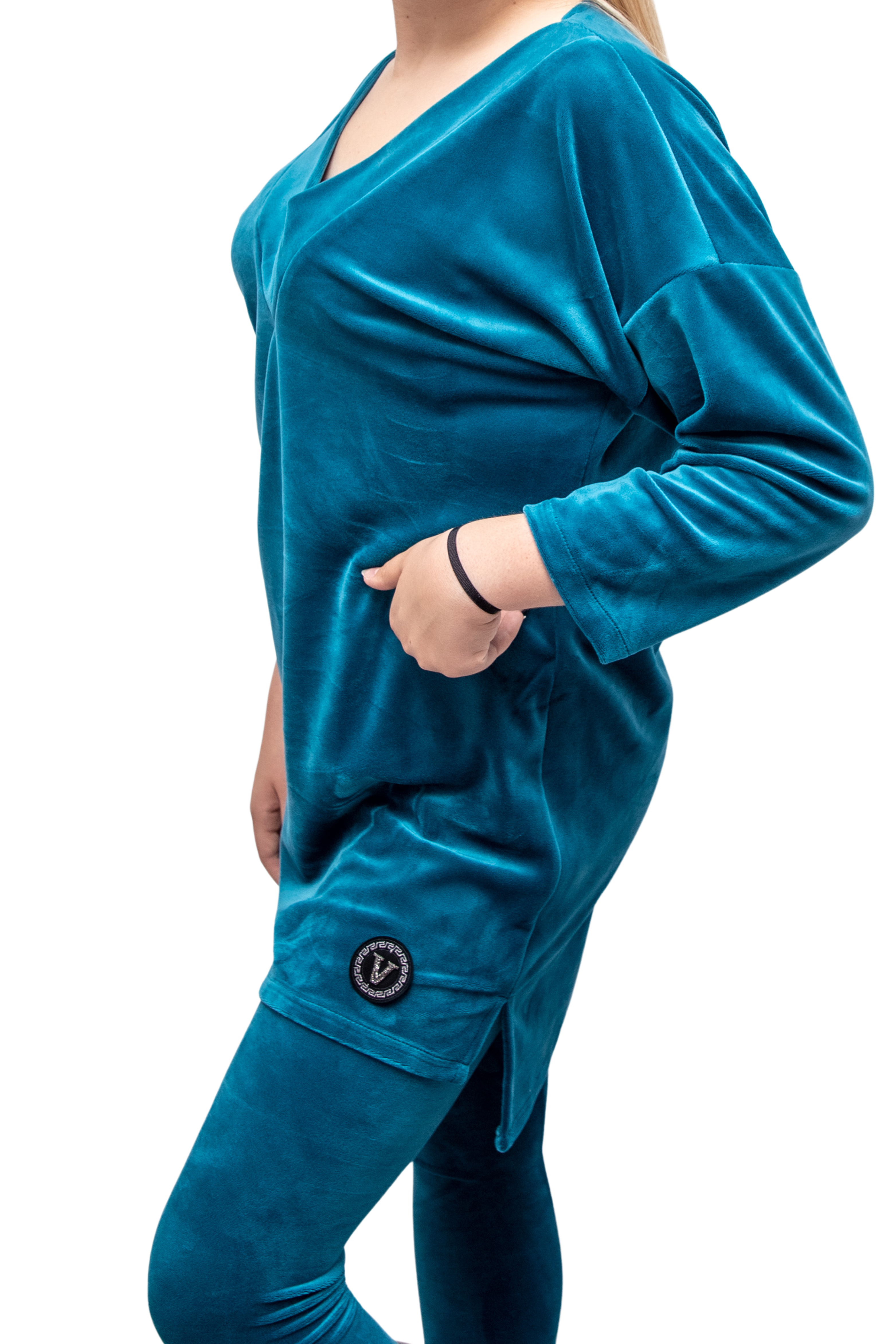 Wygodny sportowy komplet damski legginsy + tunika Morski