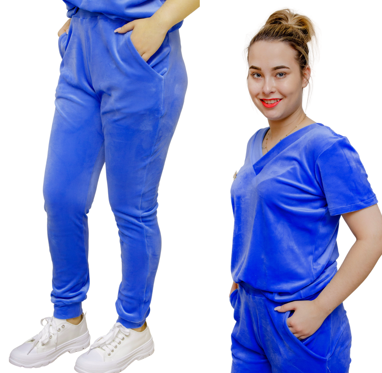 Wiosenny luźny dres z przepiękna broszką