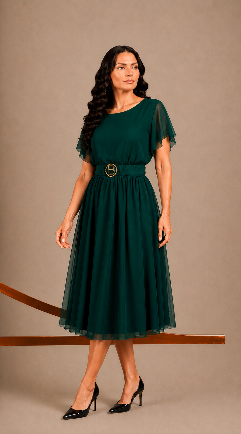 Sukienka szyfonowa premium polska produkcja duże rozmiary Butelka