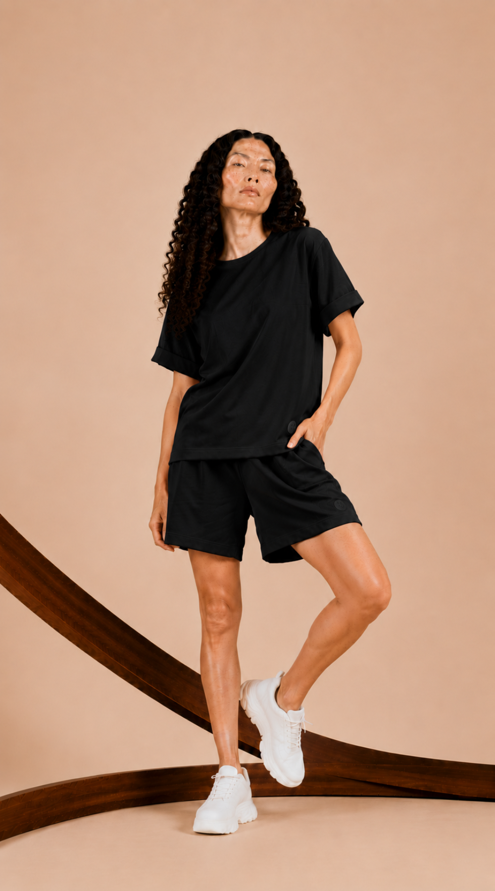 Wygodny luźny letni dres Czarny