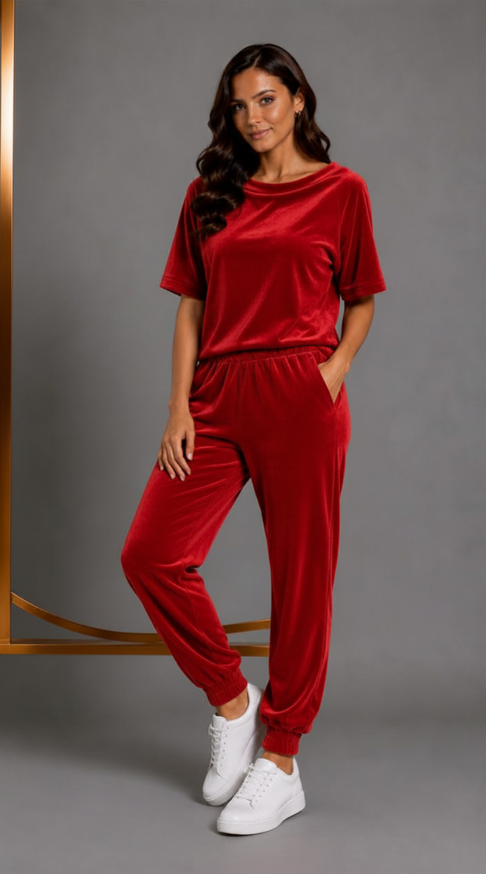 Wygodny elegancki dres damski Czerwony