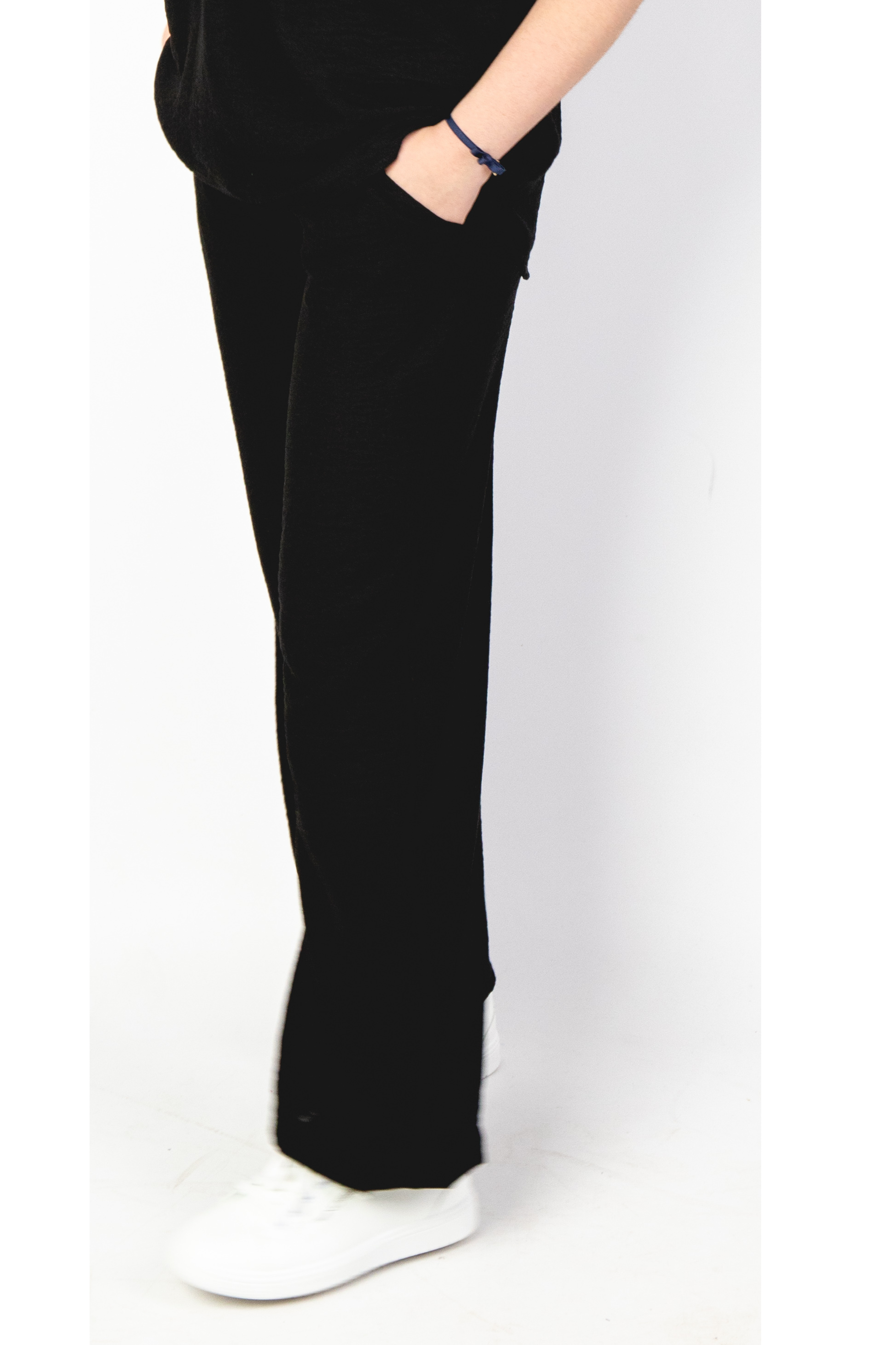 Eleganckie letnie lniane spodnie Czarny
