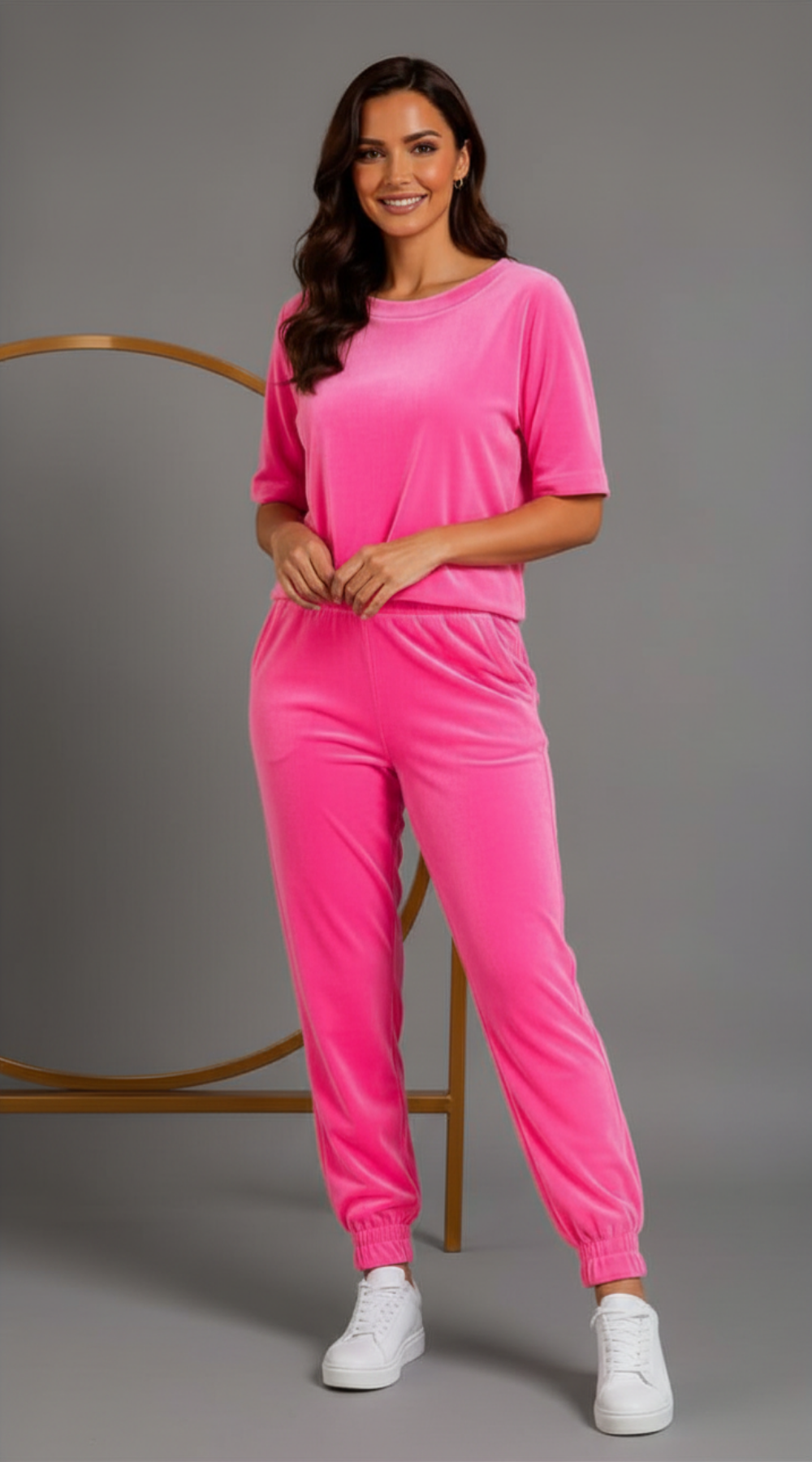 Wygodny elegancki dres damski Neonowy róż