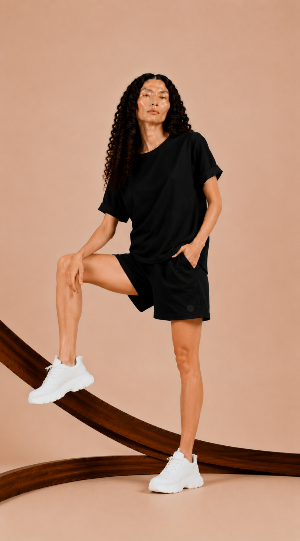 Wygodny luźny letni dres Czarny