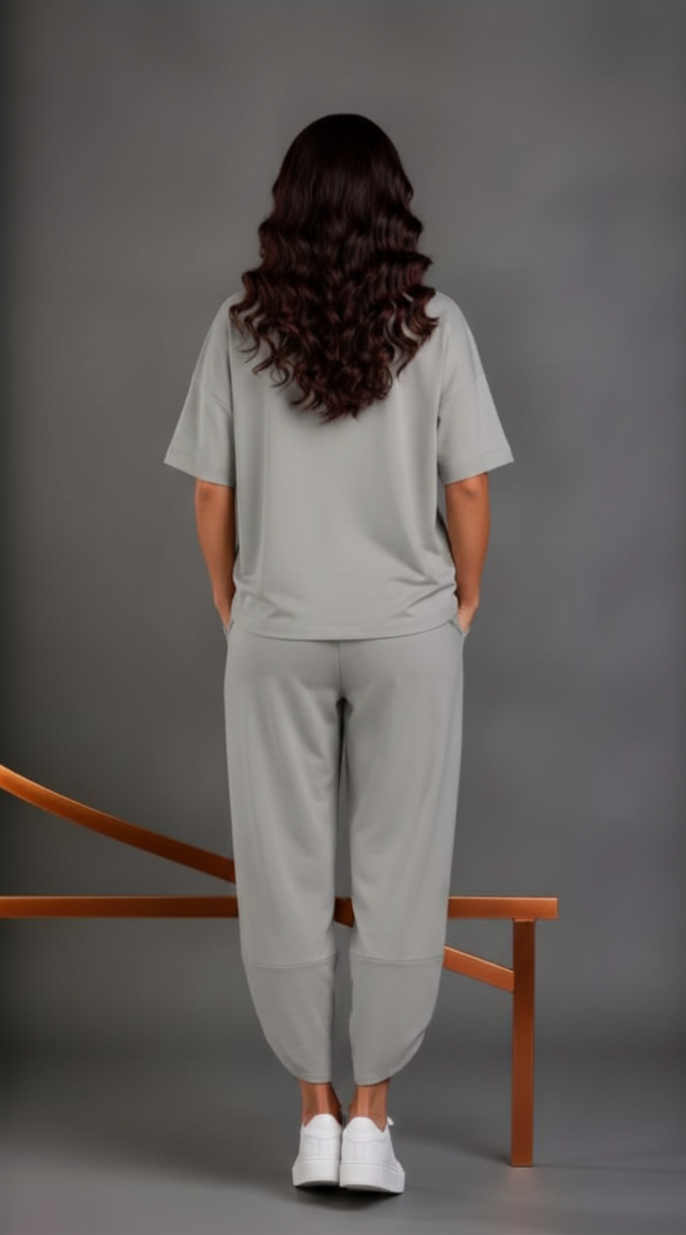 Wygodny modny dres Bluzka+Spodnie Popiel
