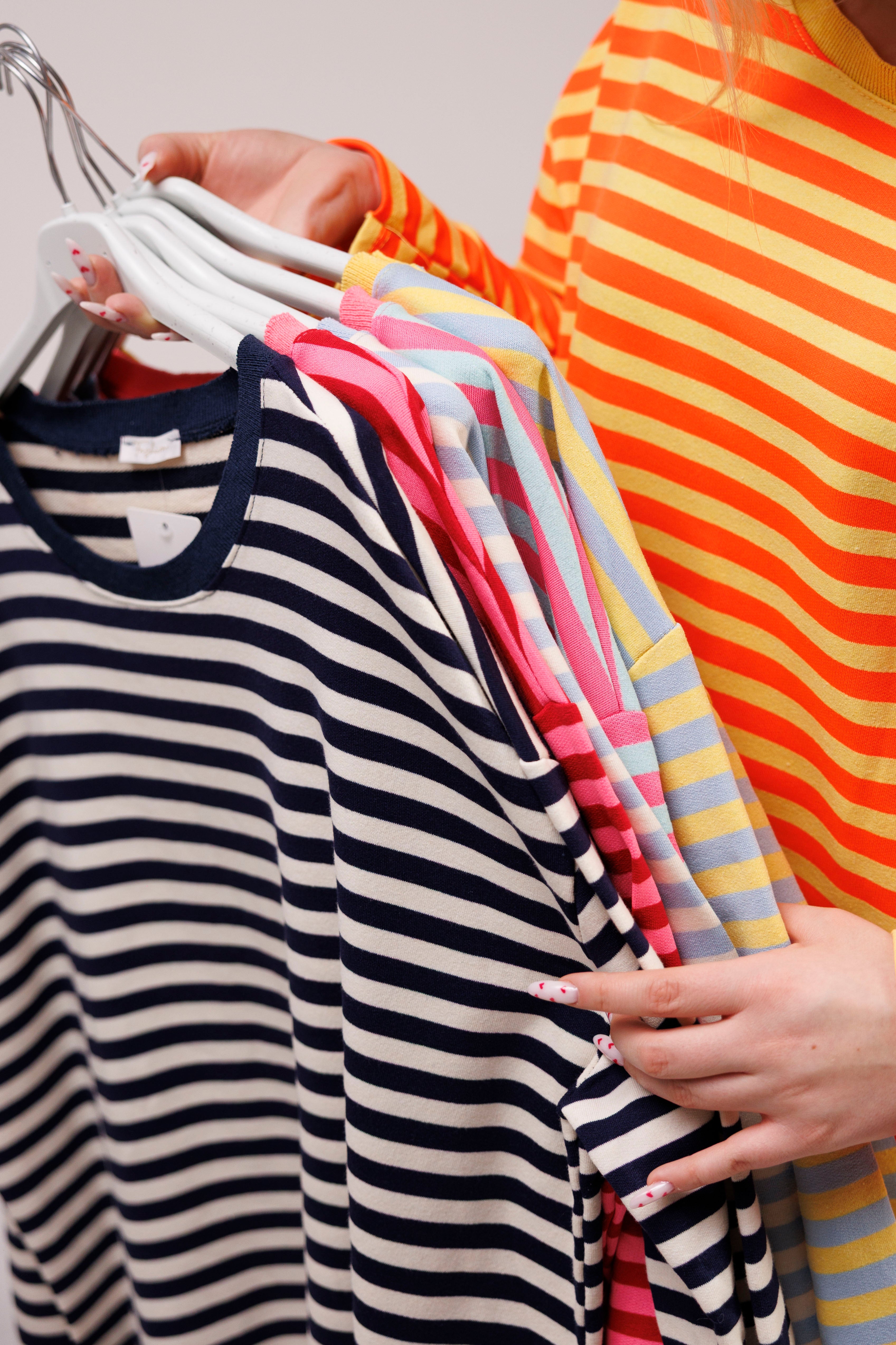 Casualowa bluza bawełniana w paski Pomarańczowo-Żółty