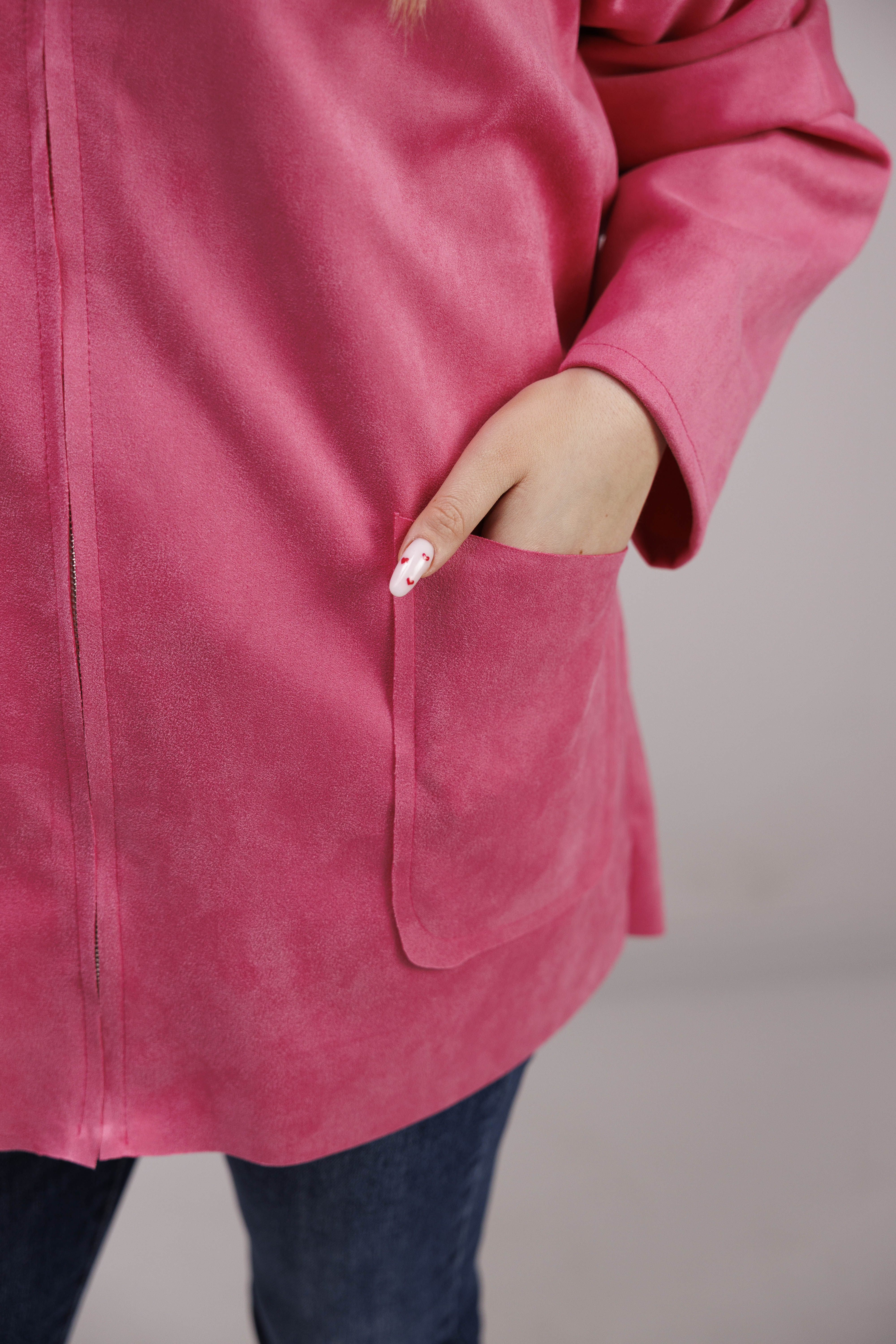 Katanka oversize z kapturem Fuksja