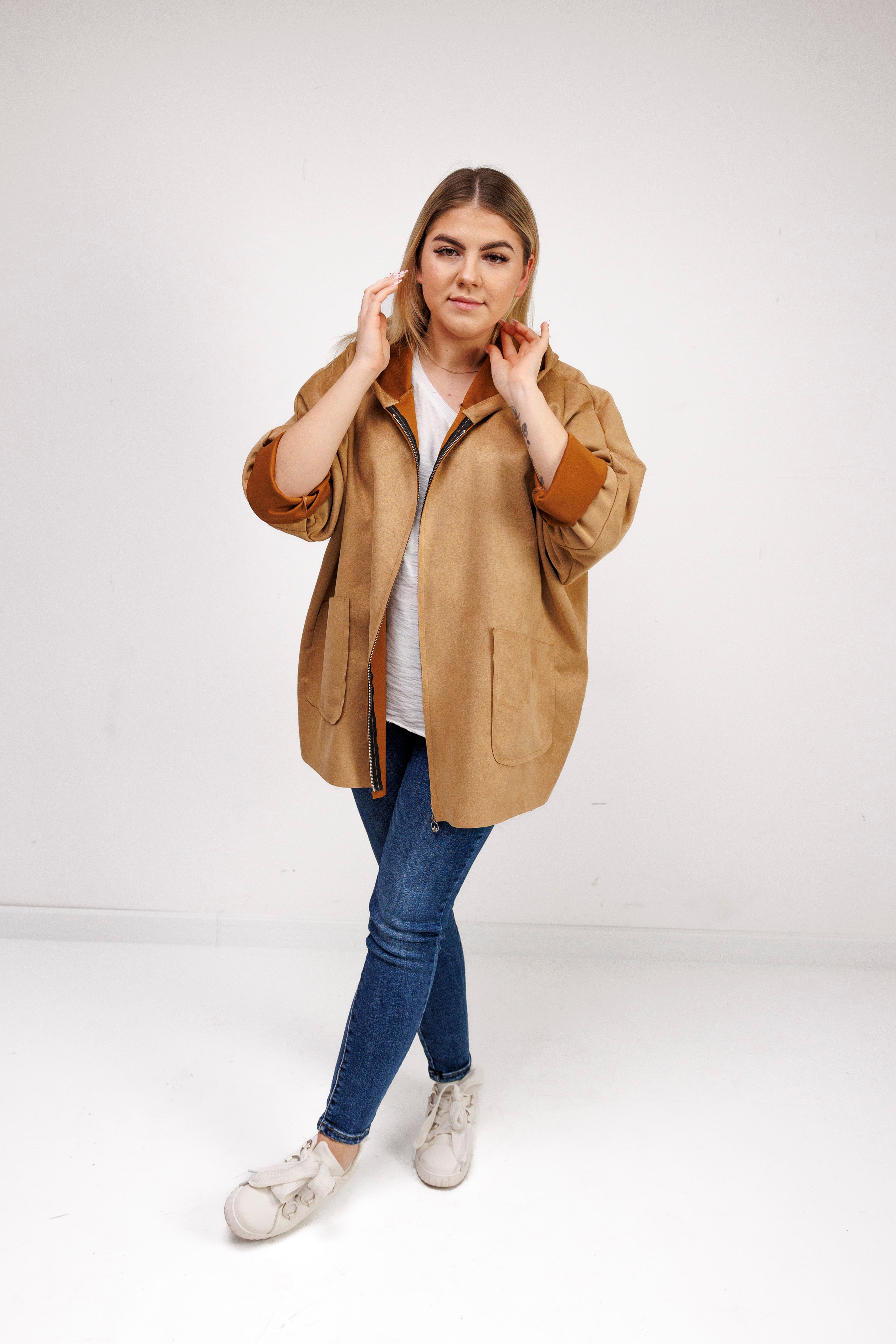 Katanka oversize z kapturem Camel