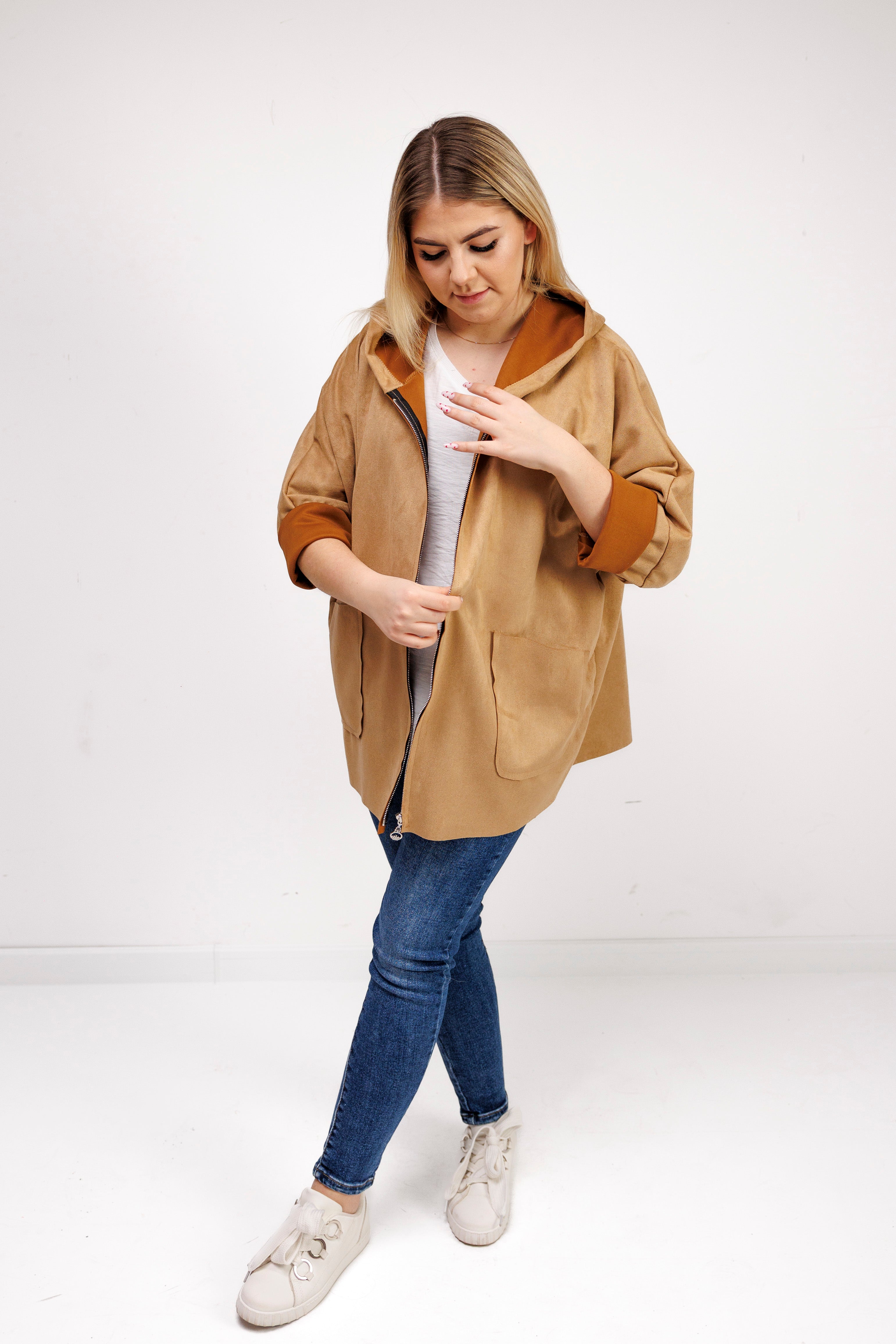 Katanka oversize z kapturem Camel