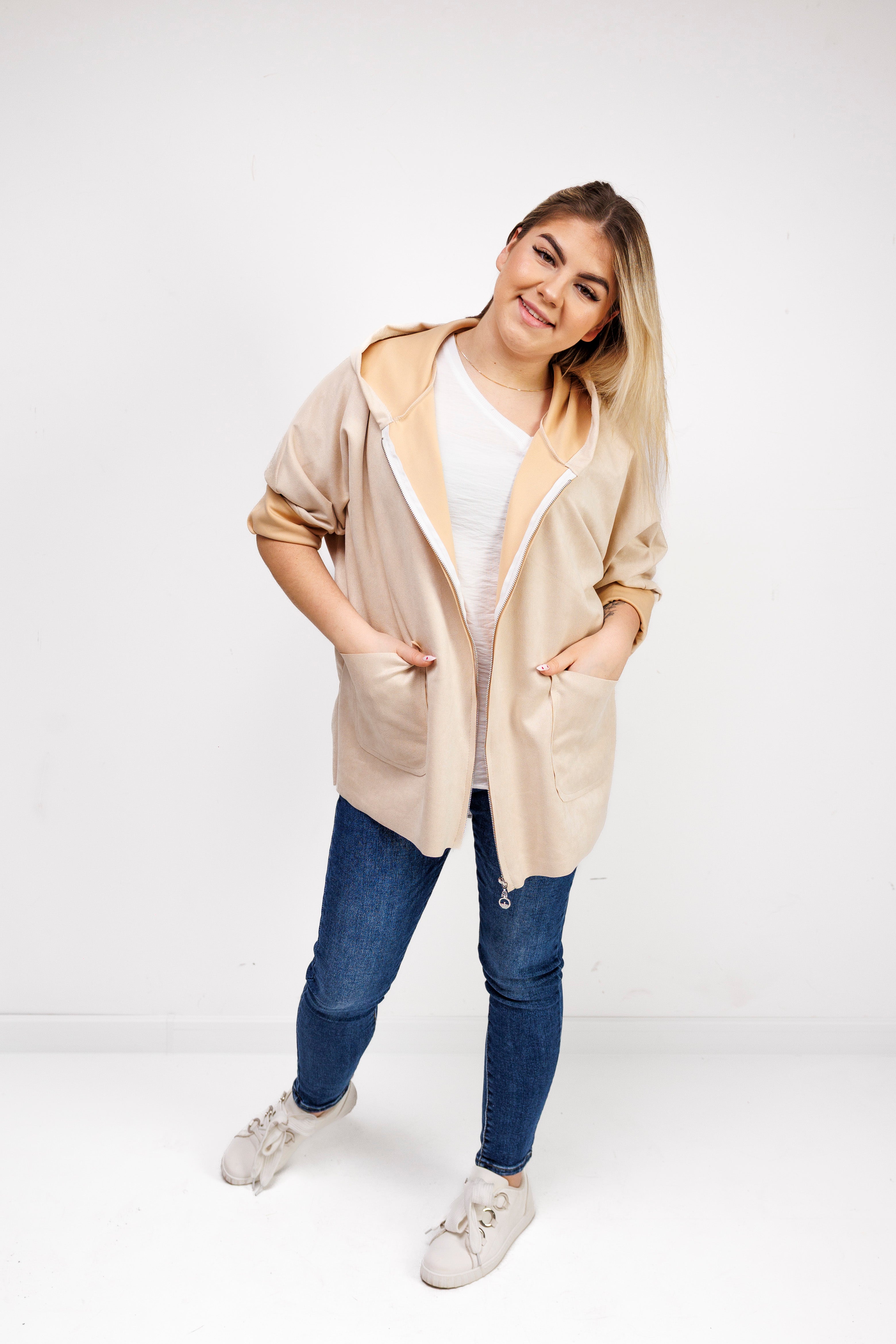 Katanka oversize z kapturem Beż