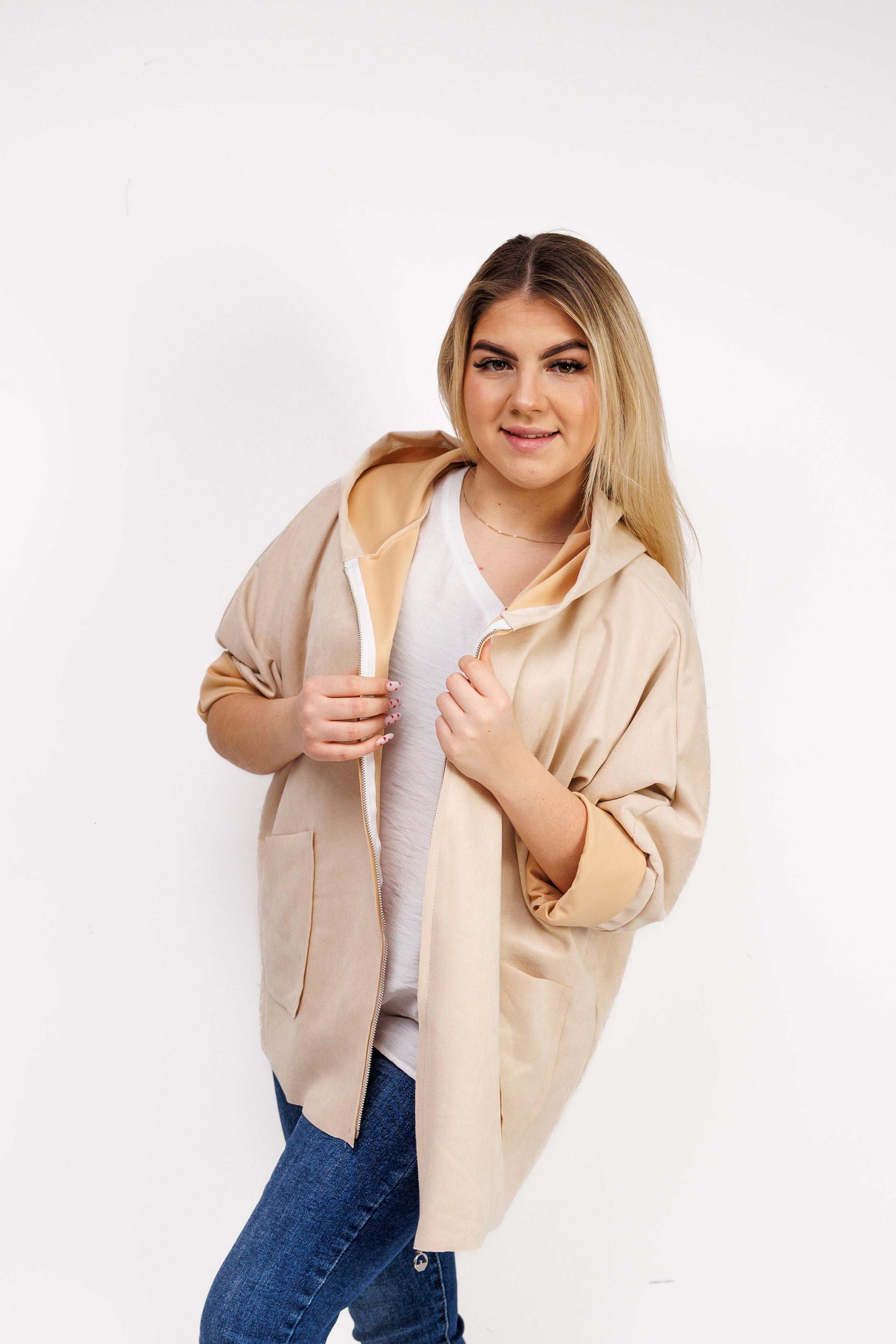 Katanka oversize z kapturem Beż