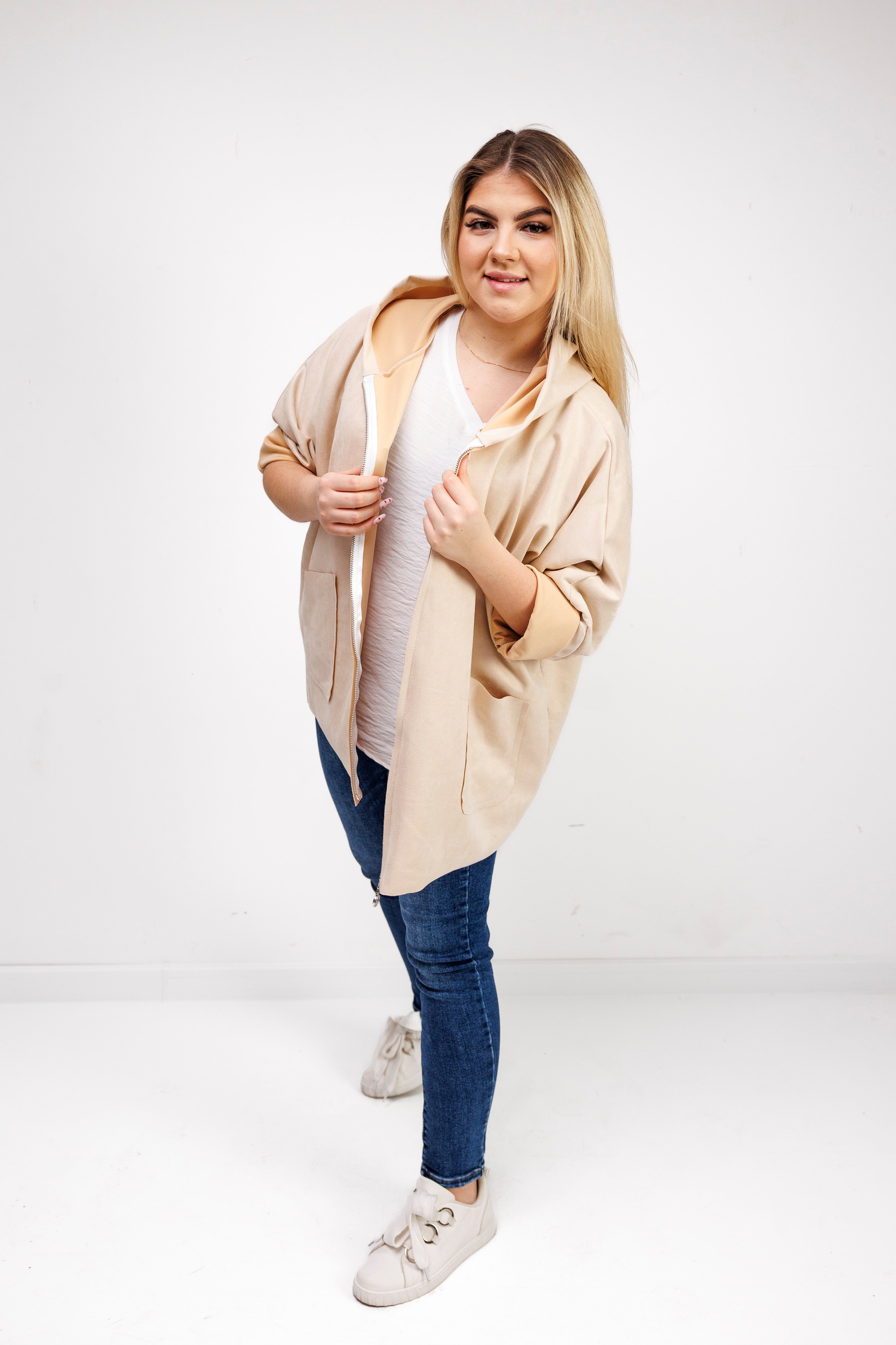 Katanka oversize z kapturem Beż