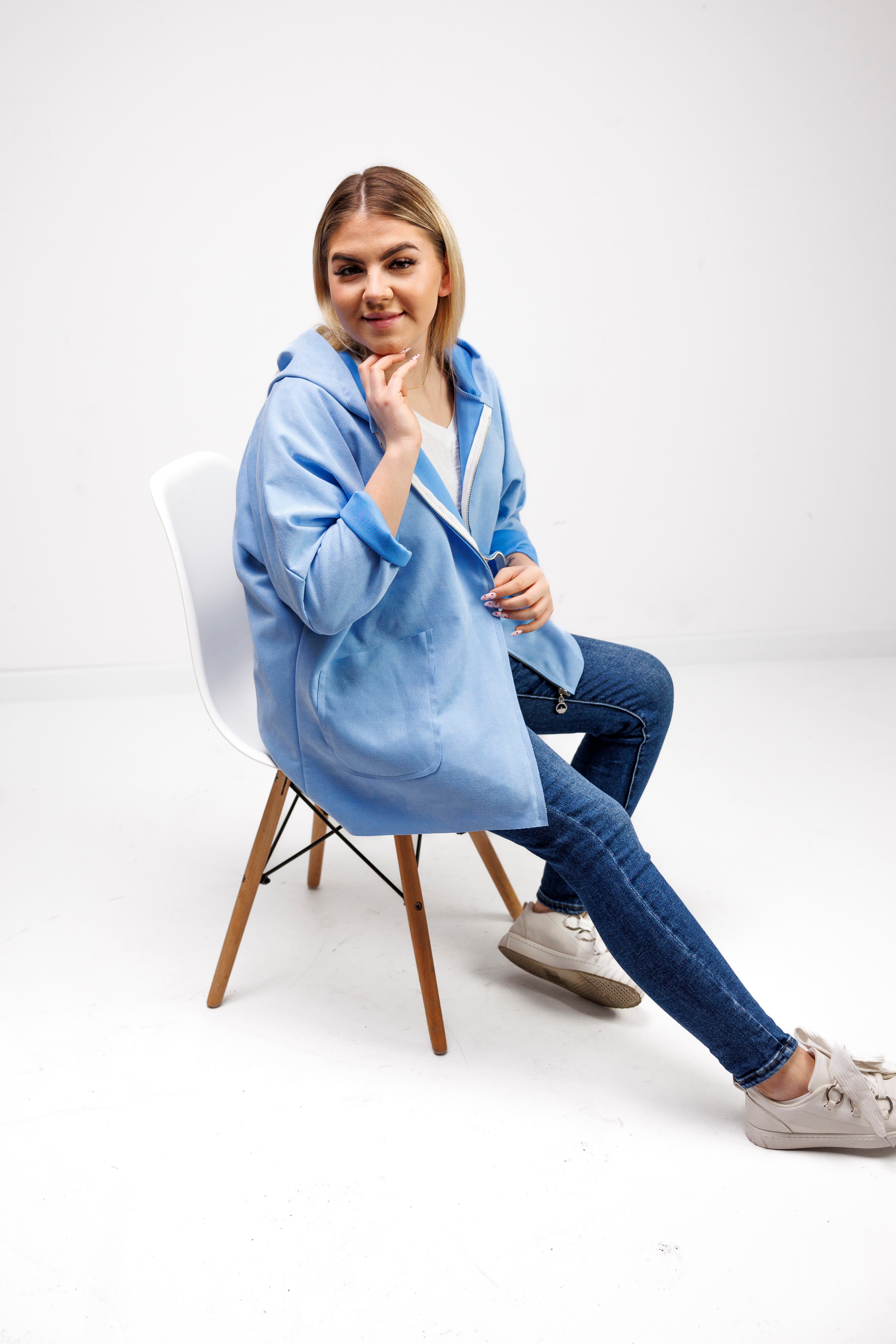 Katanka oversize z kapturem Błękit