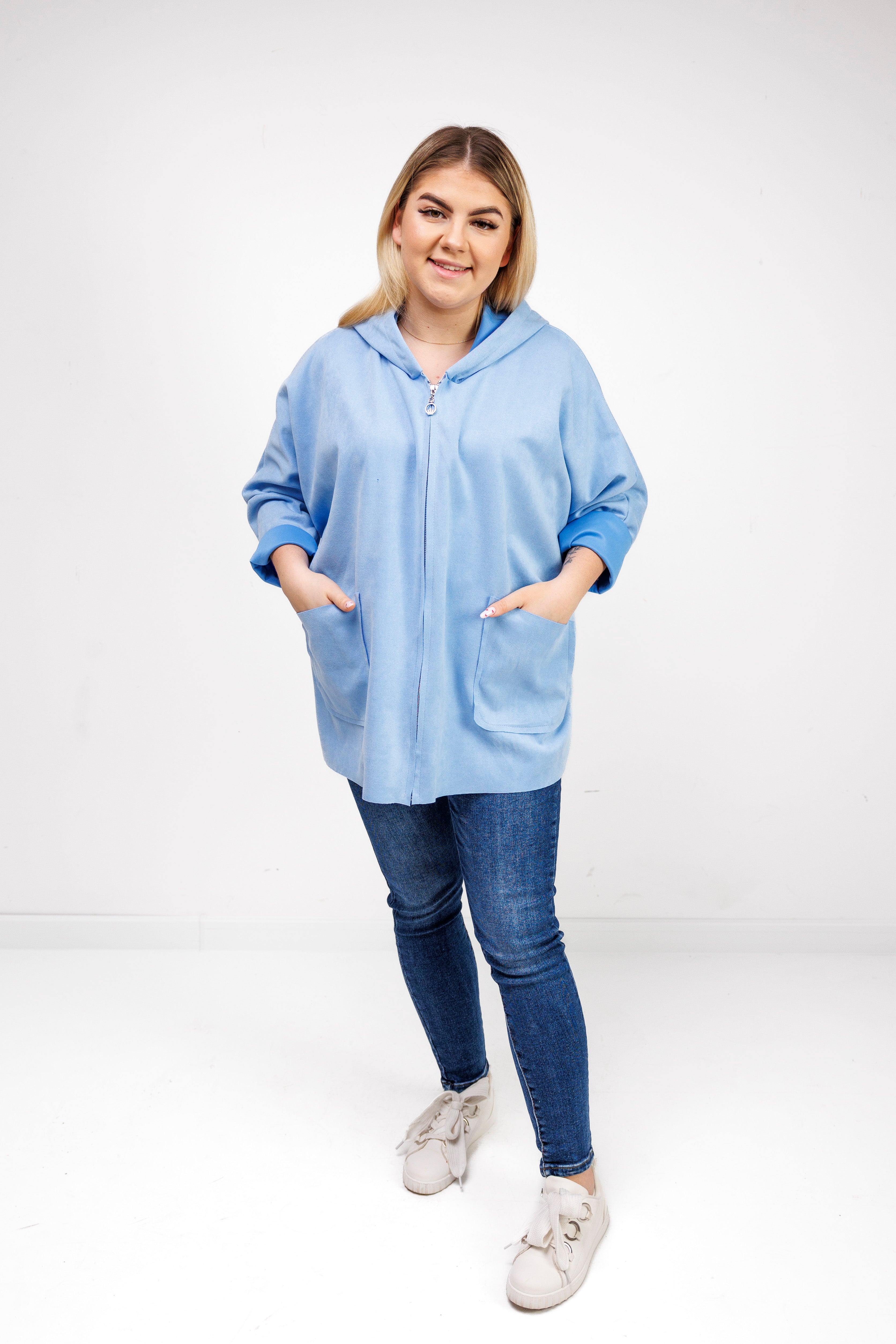 Katanka oversize z kapturem Błękit