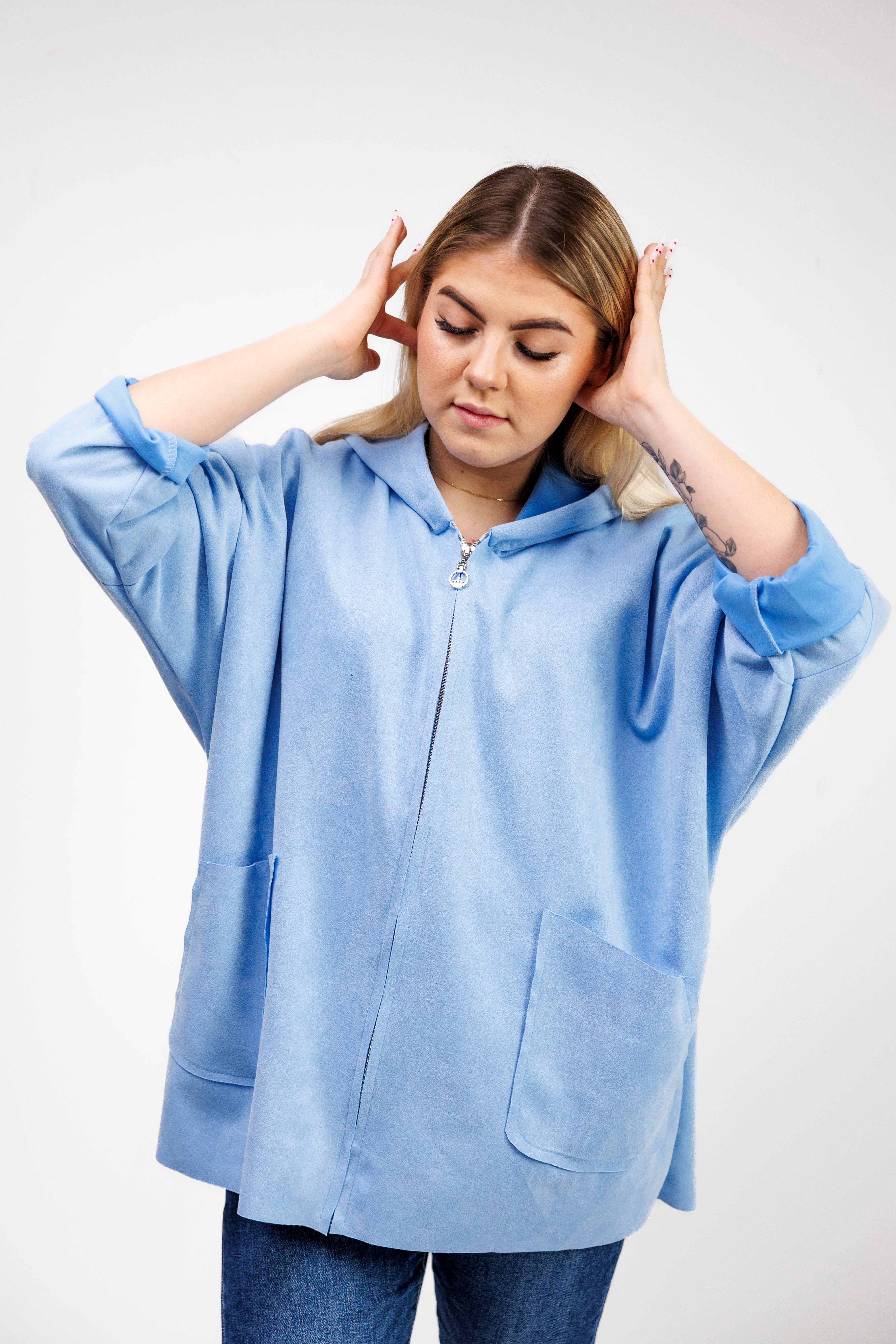 Katanka oversize z kapturem Błękit