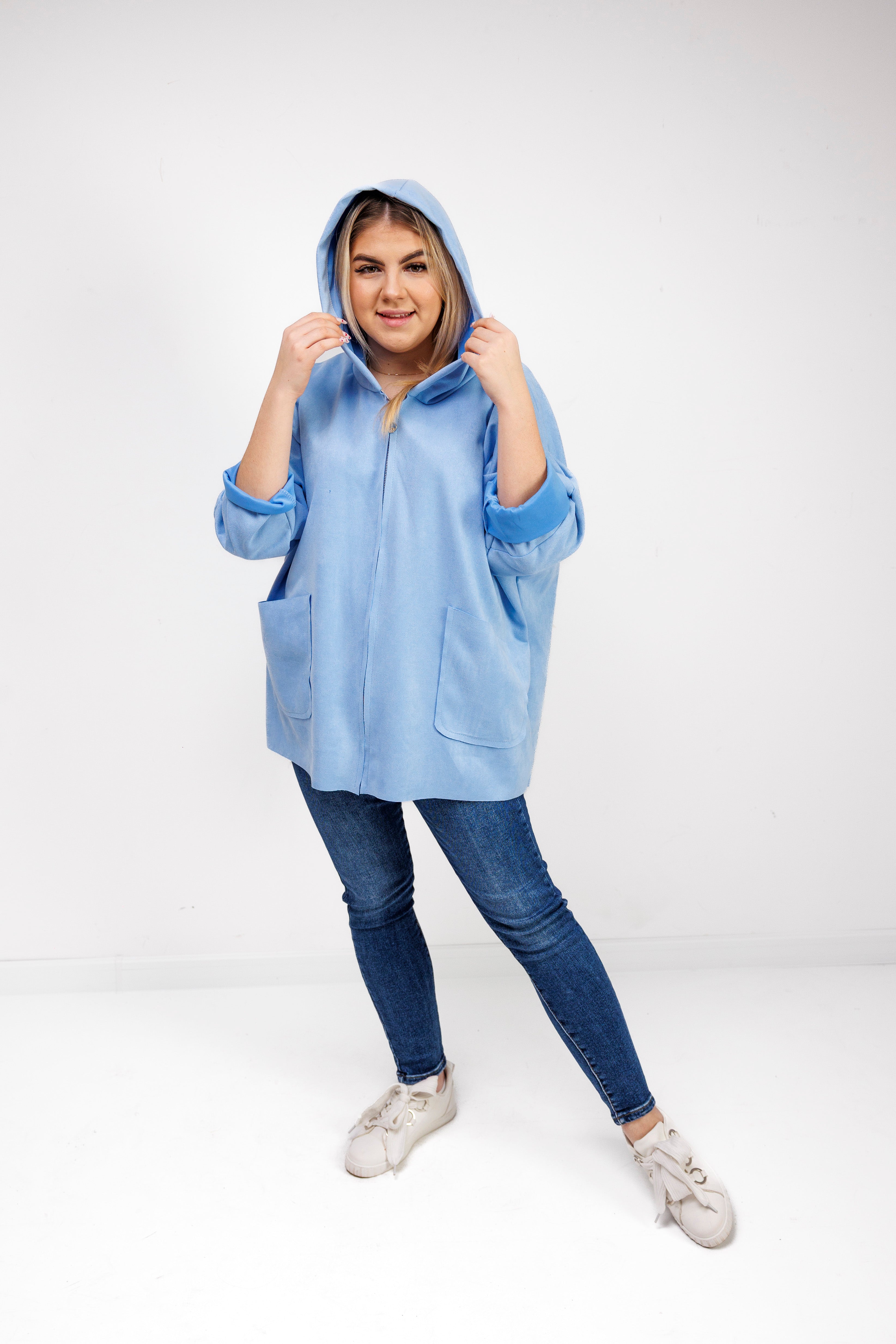 Katanka oversize z kapturem Błękit