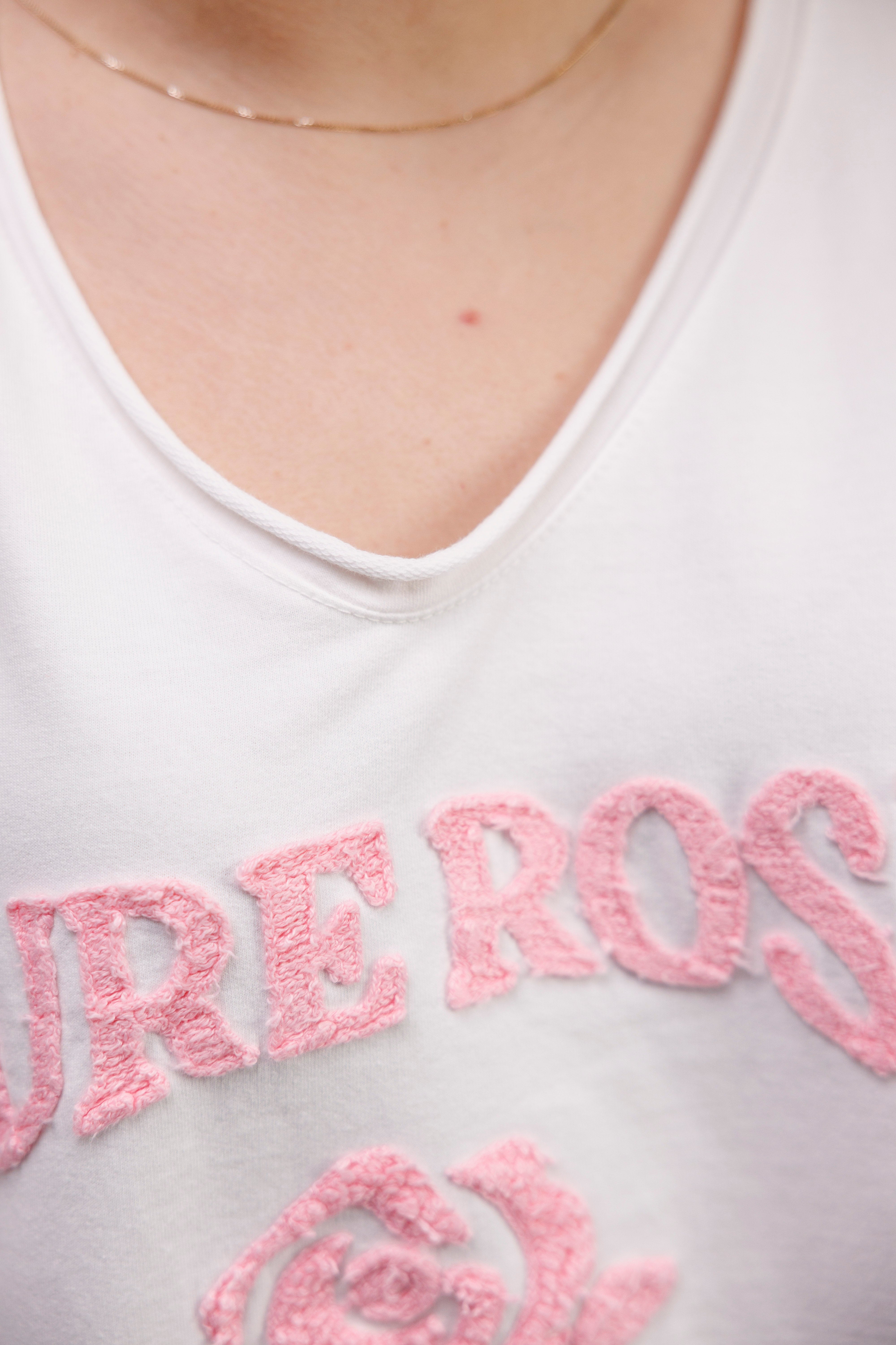 Bluzka z 100% bawełny z ozdobnym haftem Krem