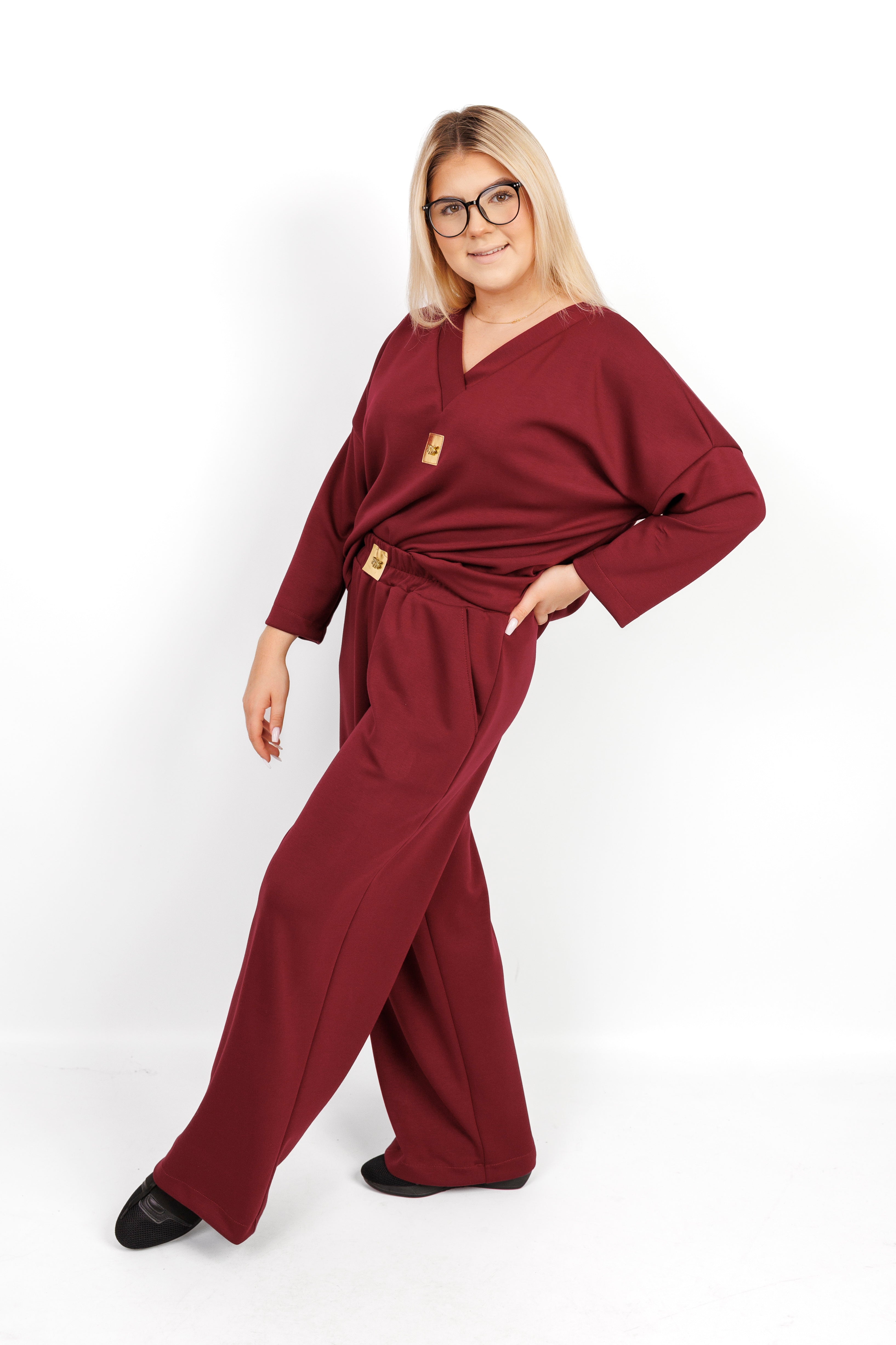 Stylowy damski dres 100% Masełko Bordo