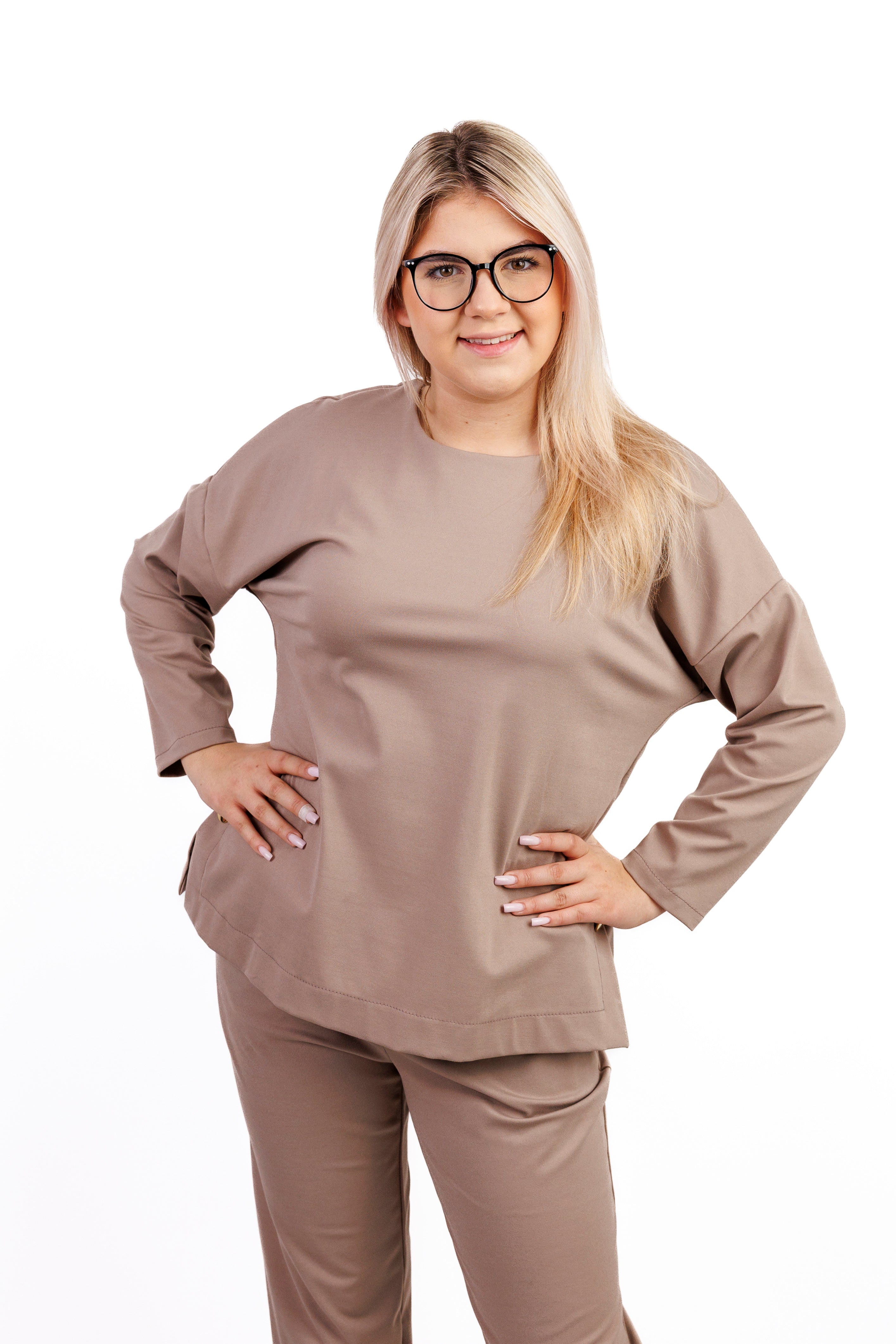 Komplet elegancki z materiału Fango