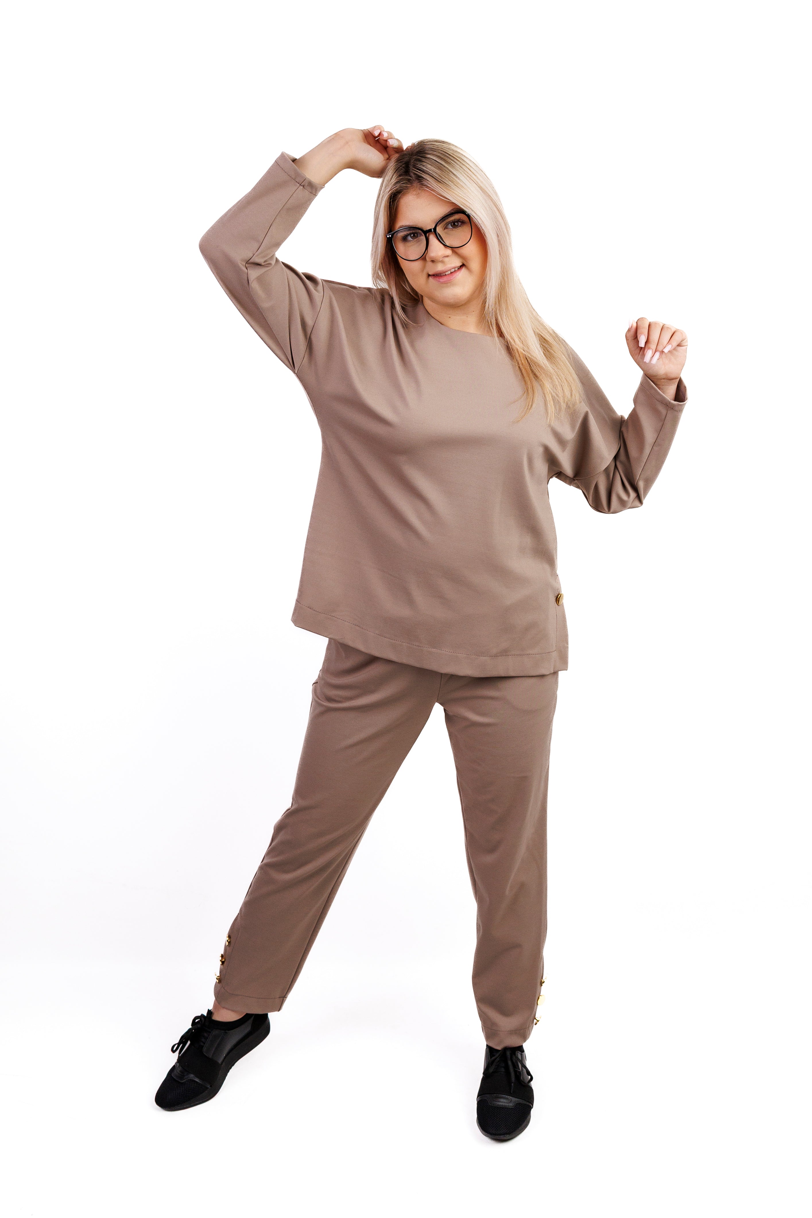 Komplet elegancki z materiału Fango