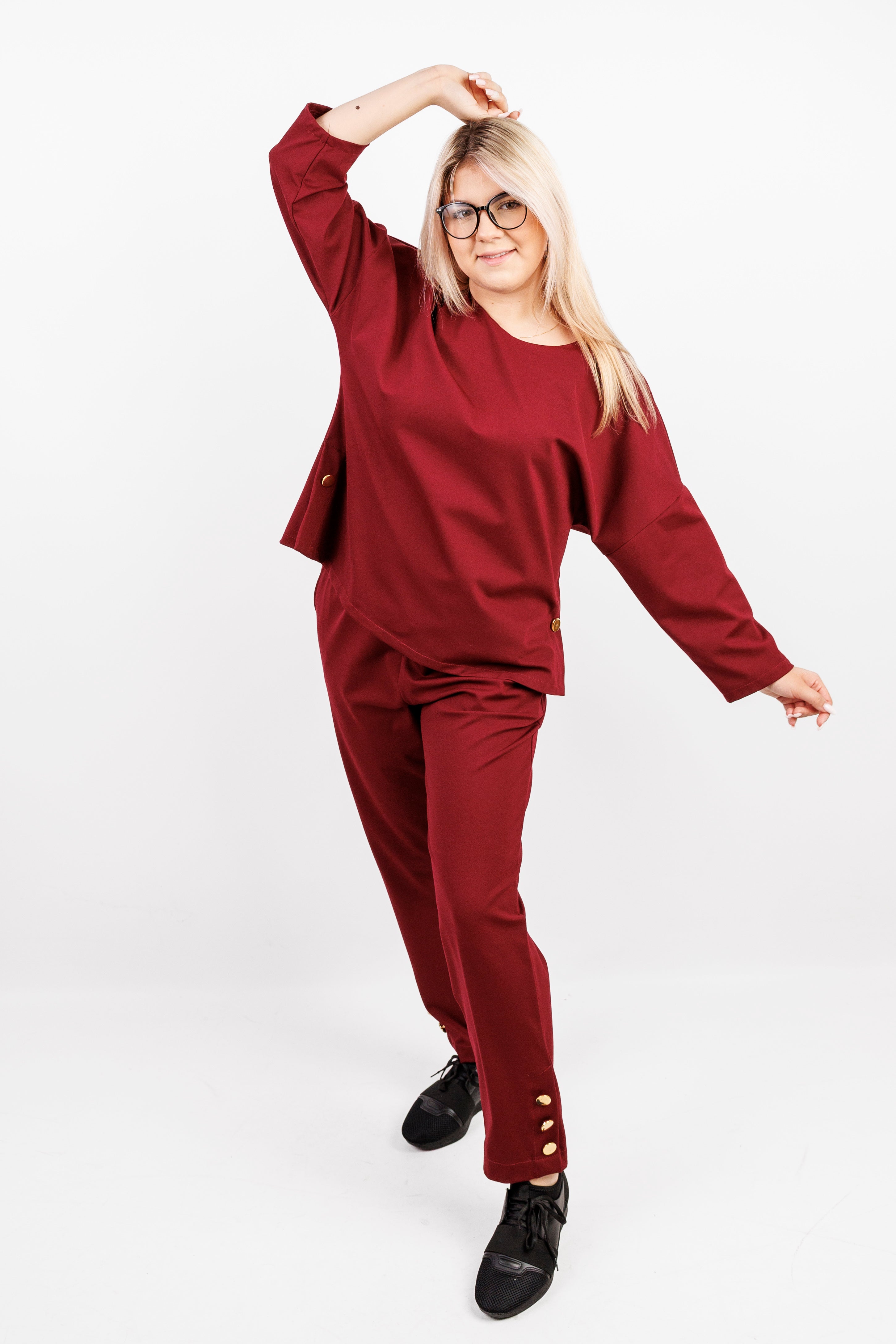 Komplet elegancki z materiału Bordo
