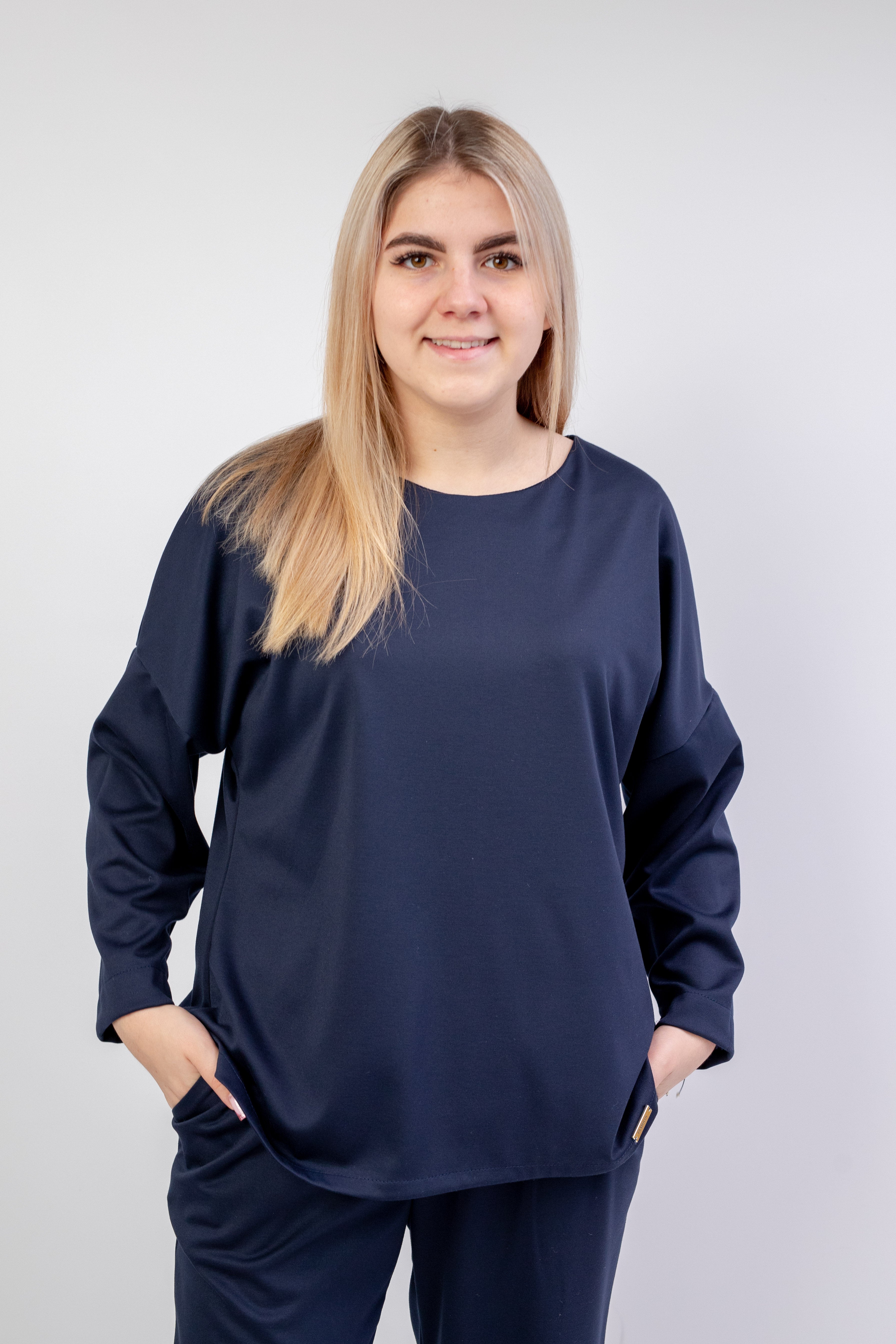 Efektowny bawełniany szykowny komplet damski Granat